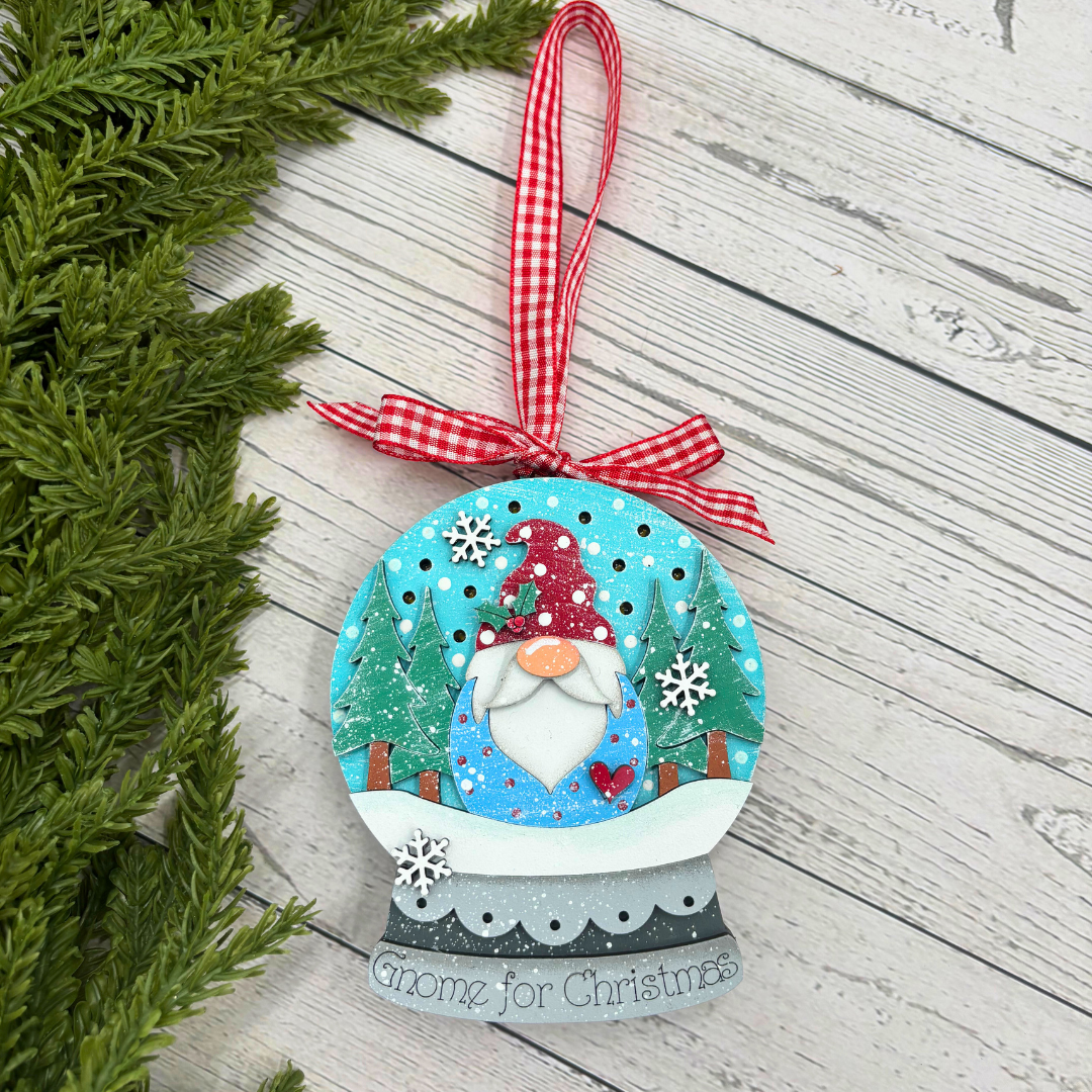 Gnome for Christmas Light-Up Ornament – Handcrafted Wooden Christmas Decor | LED Holiday Ornament | Thistle & Mill