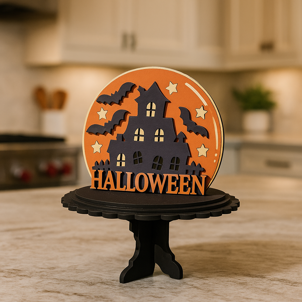 Haunted House Halloween Wooden Nightlight Décor