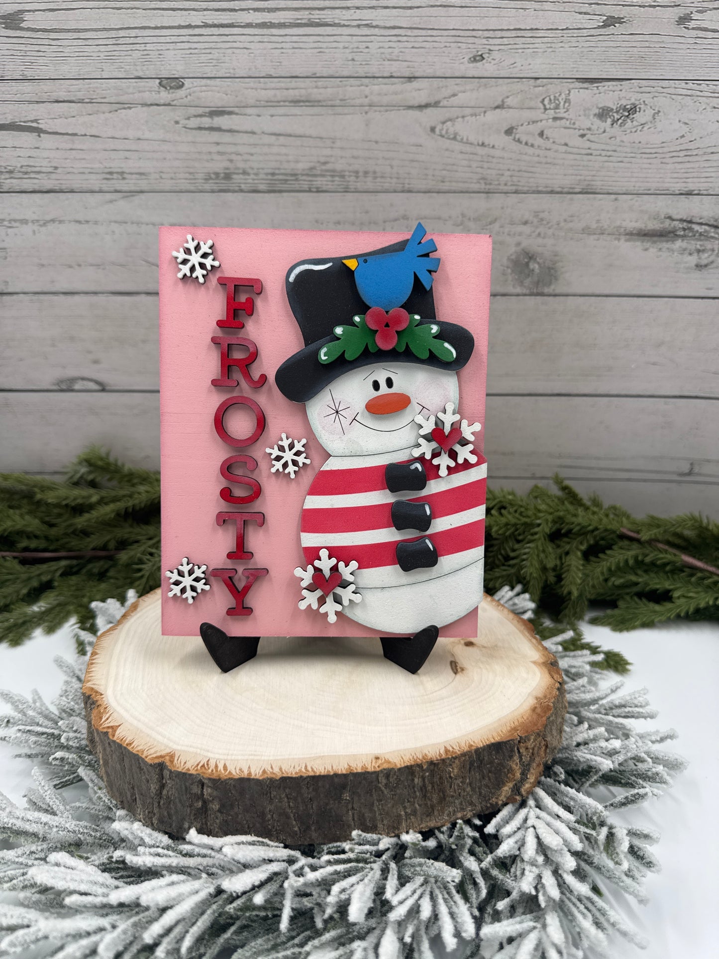 Frosty Snowman Interchangeable Insert – 5” x 6.5” Handcrafted Wooden Winter Sign