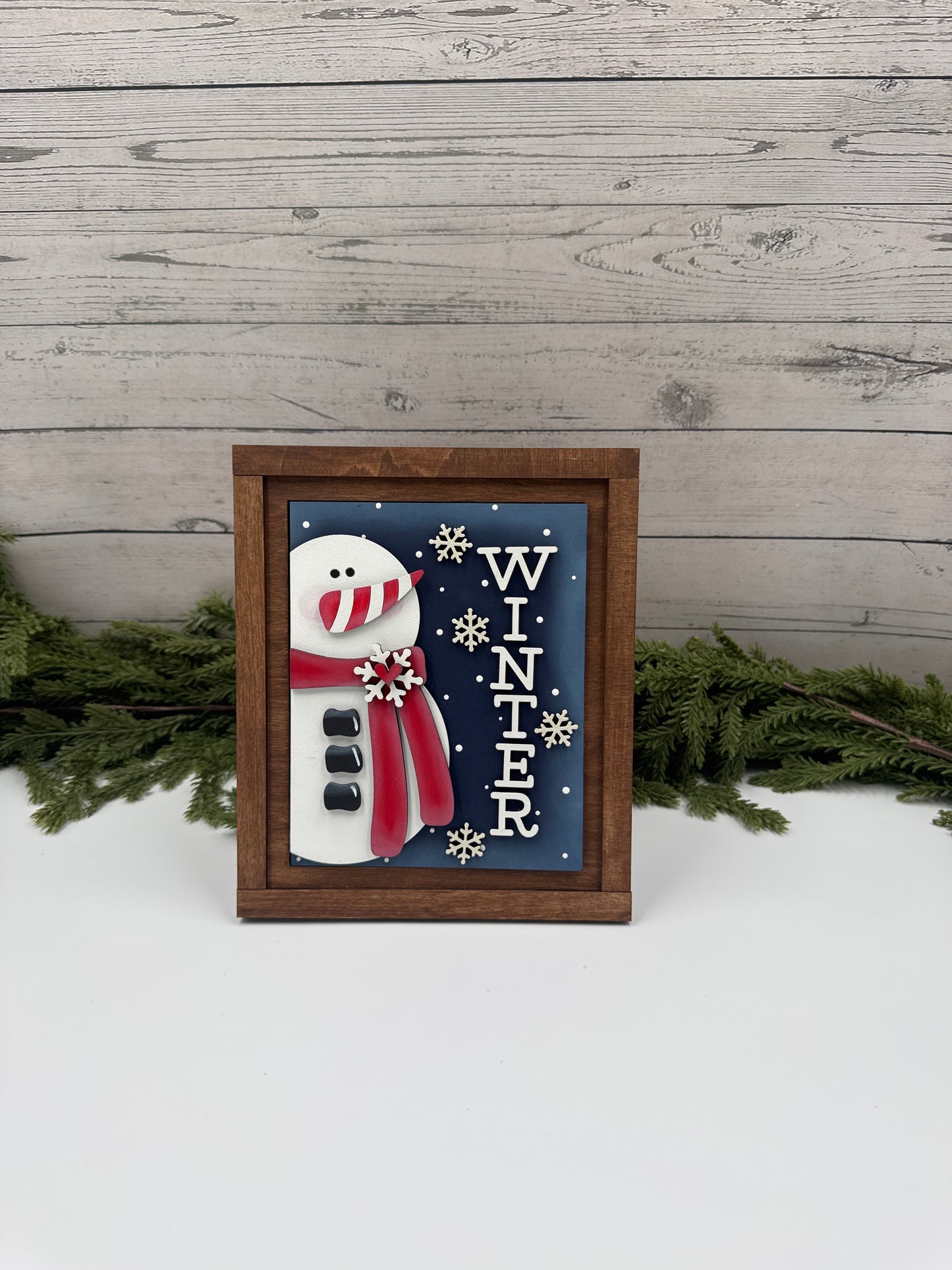Winter Snowman Interchangeable Insert – 5” x 6.5” Handcrafted Wooden Sign for Seasonal Holders