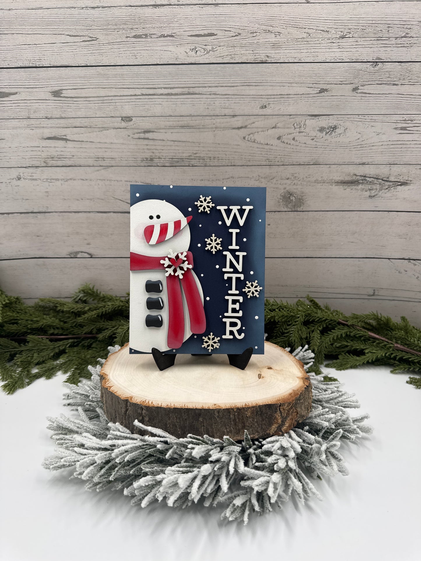 Winter Snowman Interchangeable Insert – 5” x 6.5” Handcrafted Wooden Sign for Seasonal Holders