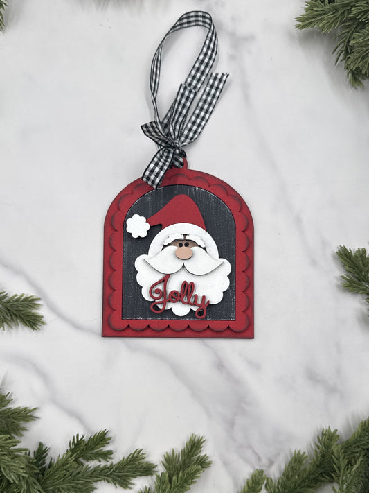 Jolly Santa Ornament – Handmade Wood Christmas Ornament, Farmhouse Holiday Décor, Festive Tree Decoration