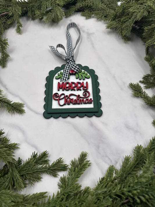 Merry Christmas Ornament – Handmade Wood Ornament, Holiday Tree Décor, Farmhouse Christmas Decoration
