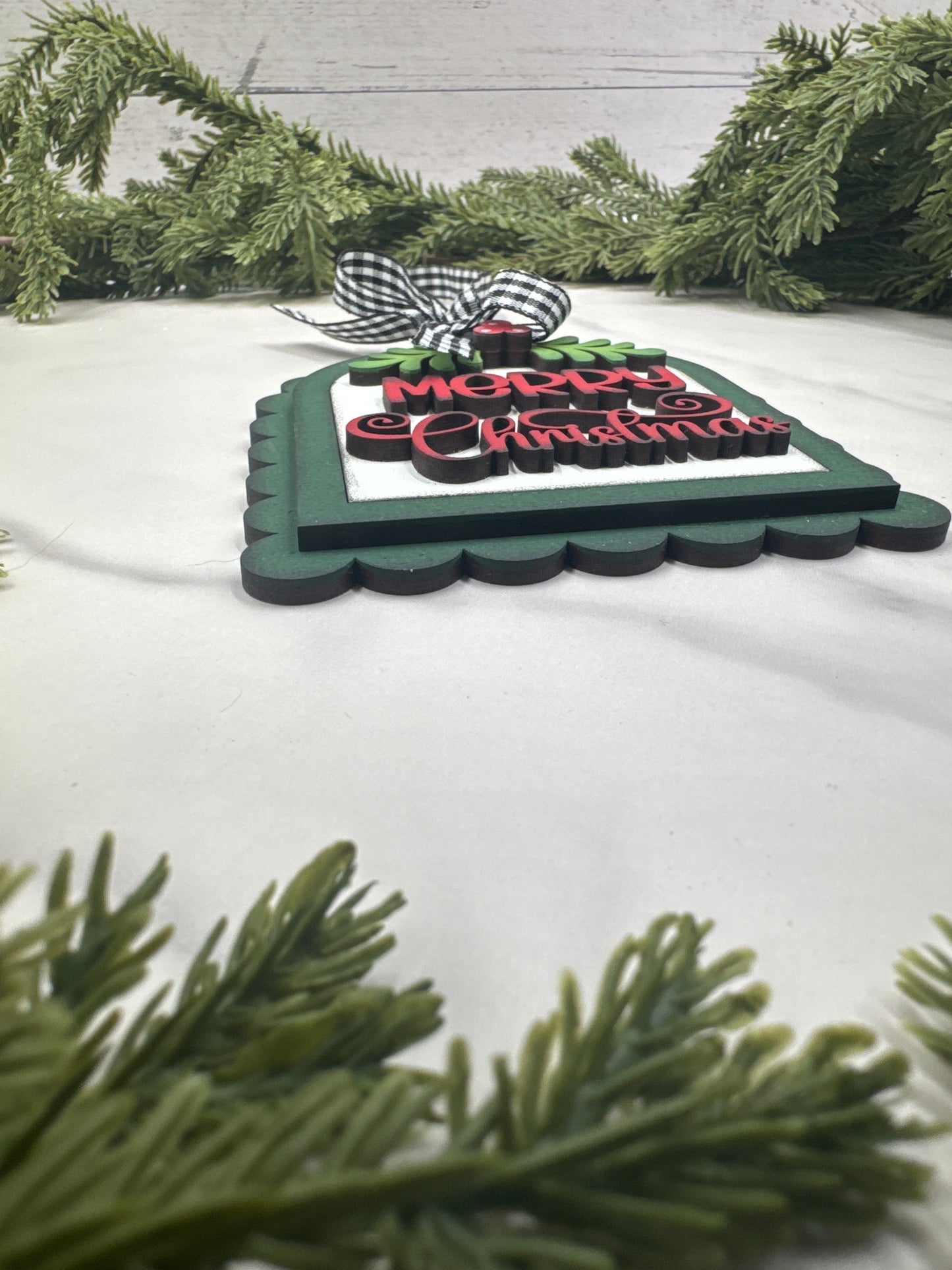 Merry Christmas Ornament – Handmade Wood Ornament, Holiday Tree Décor, Farmhouse Christmas Decoration