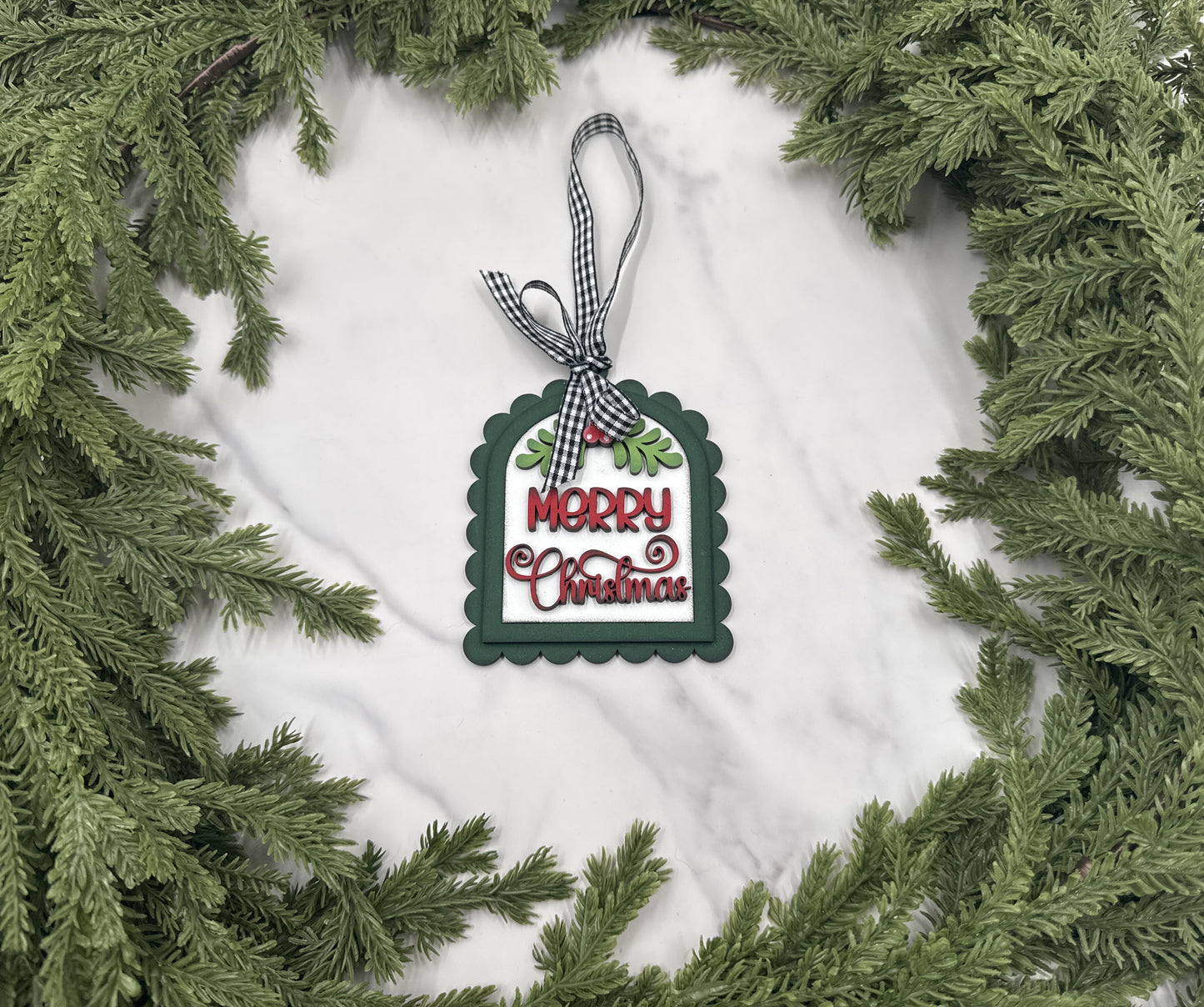 Merry Christmas Ornament – Handmade Wood Ornament, Holiday Tree Décor, Farmhouse Christmas Decoration