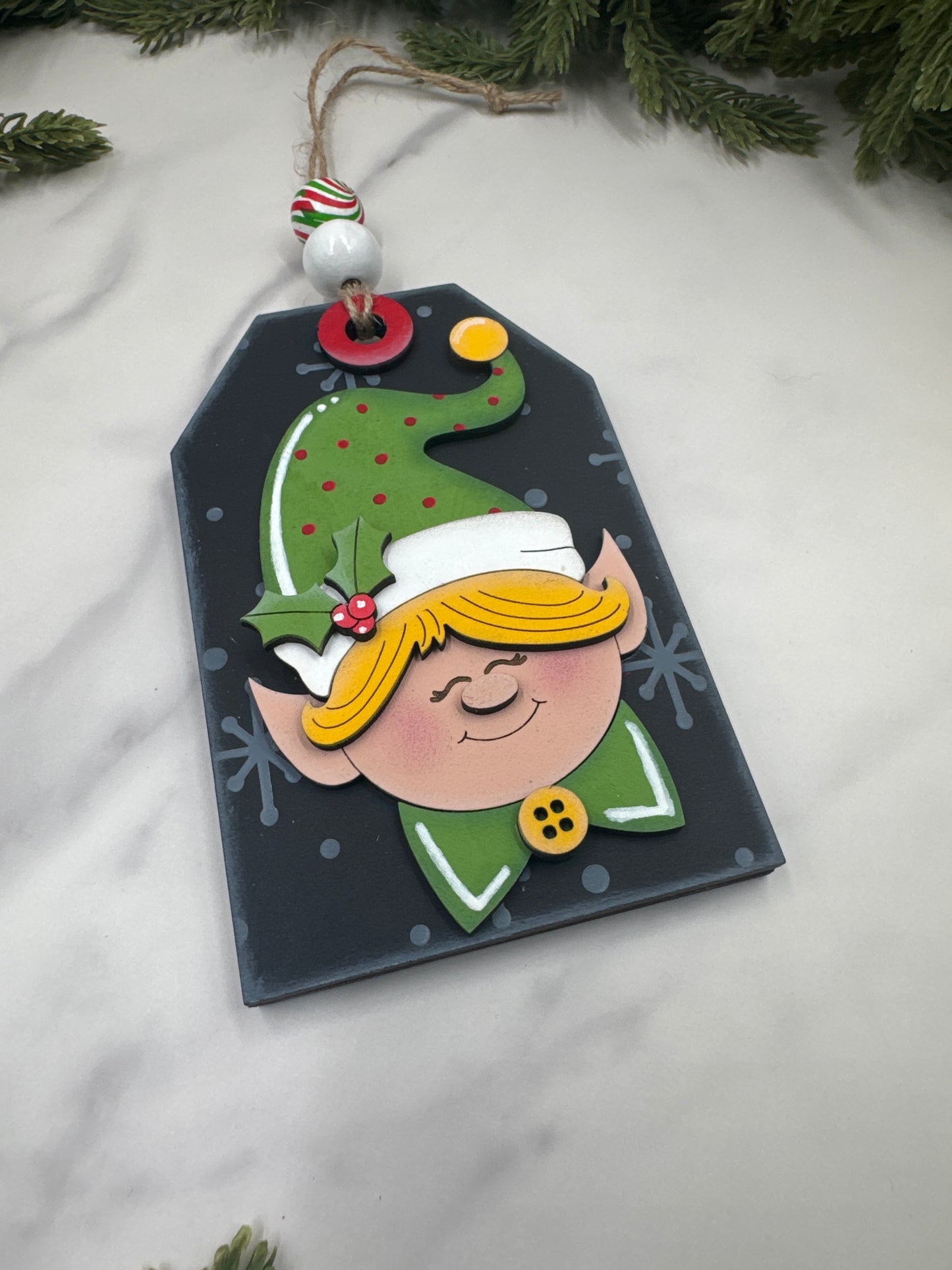 Elf Ornament with Gift Card Holder – Handmade Wood Christmas Ornament, Holiday Gift Card Holder, Cute Christmas Décor