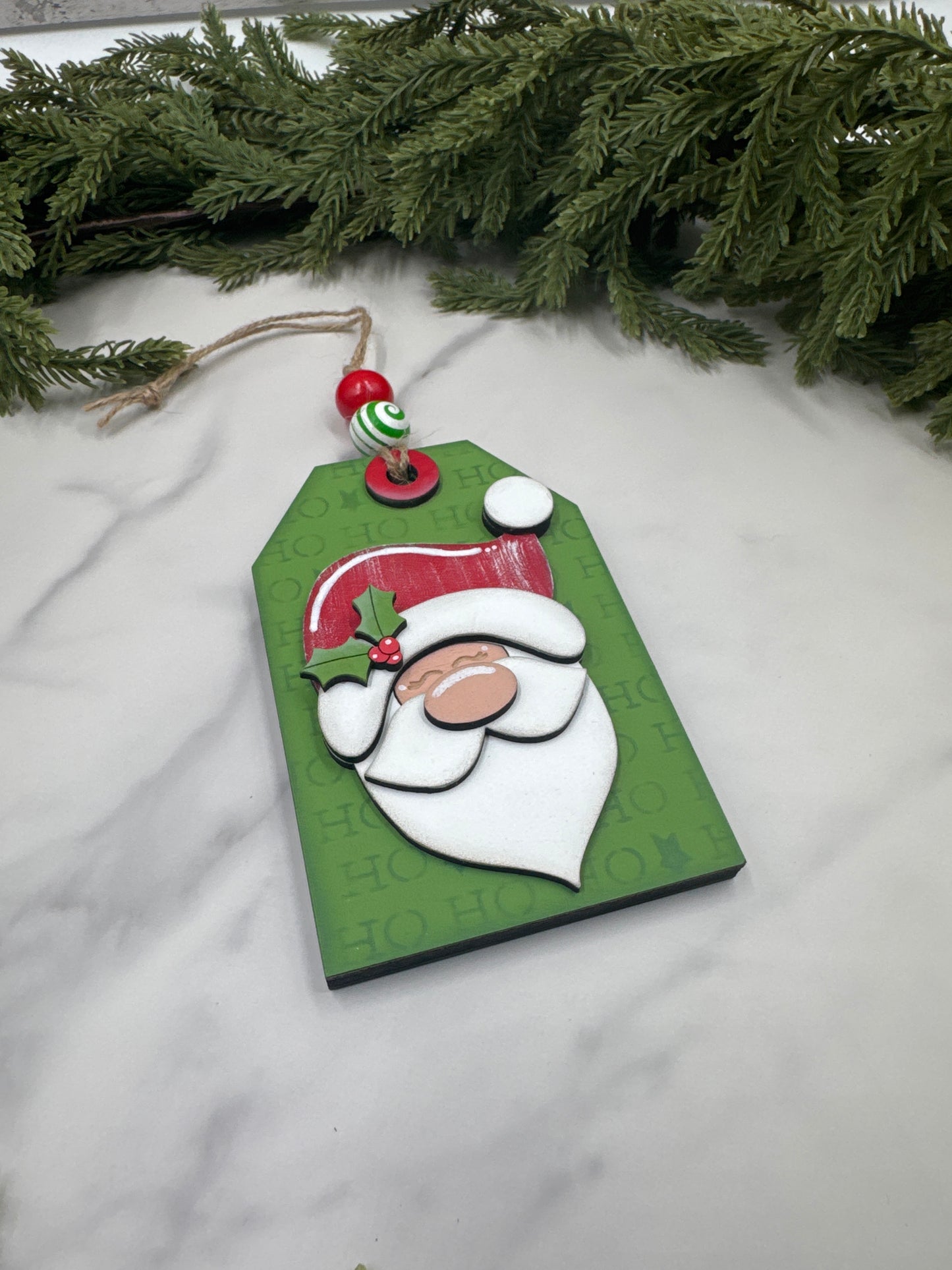 Santa Ornament with Gift Card Holder – Handmade Wood Christmas Ornament, Holiday Gift Card Holder, Festive Santa Décor