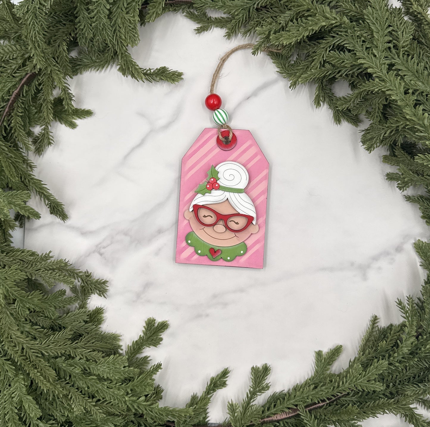Mrs. Claus Ornament with Gift Card Holder – Handmade Wood Christmas Ornament, Holiday Gift Card Holder, Cute Christmas Décor