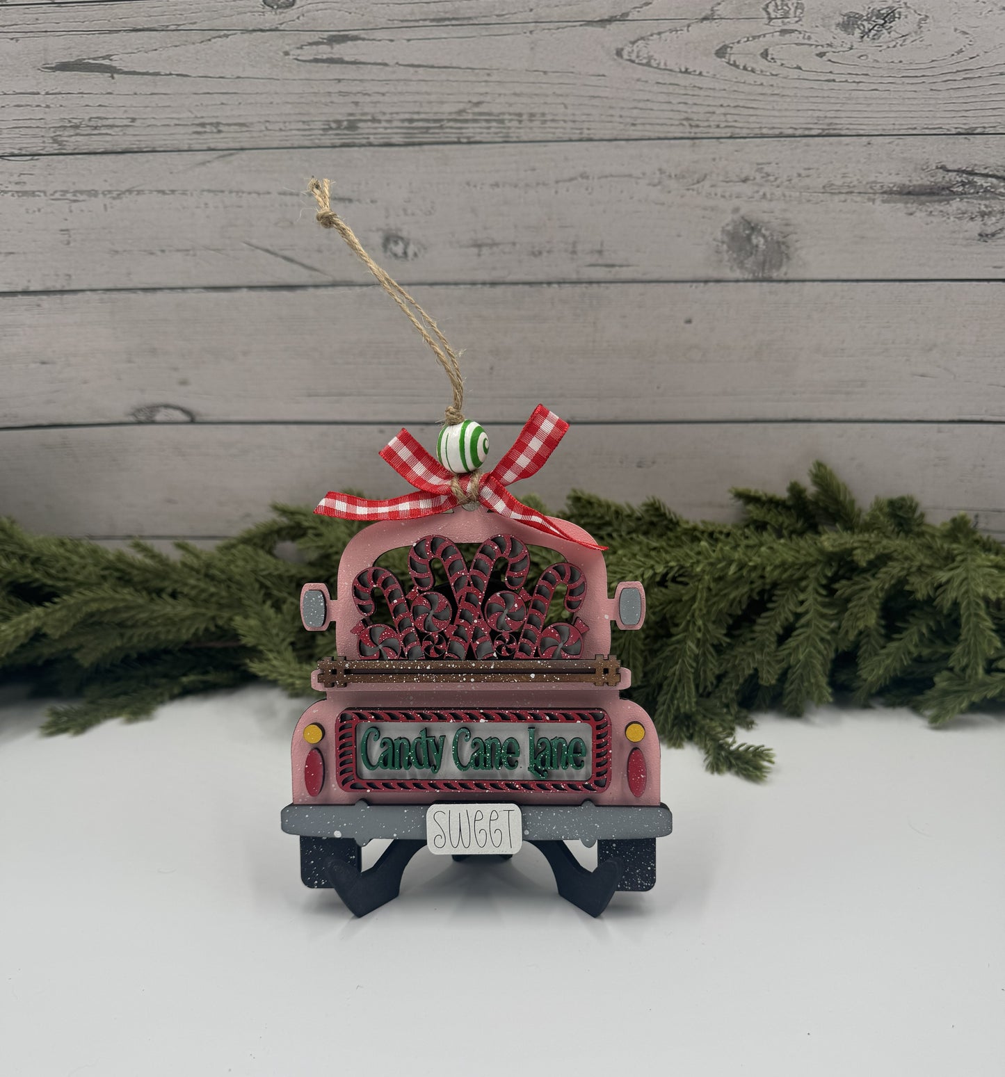 π Candy Cane Santa Ornament β Handmade Wood Christmas Ornament or Gift Card Holder