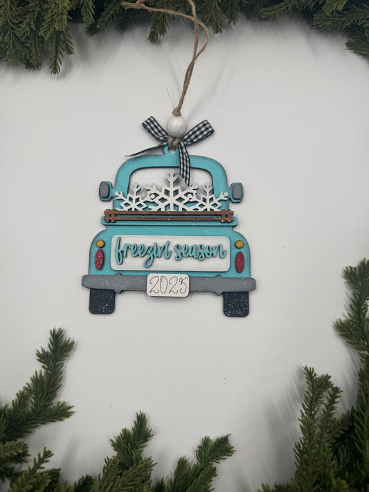 🧣 Freezin’ Season Ornament – Handmade Wood Christmas Ornament or Gift Card Holder