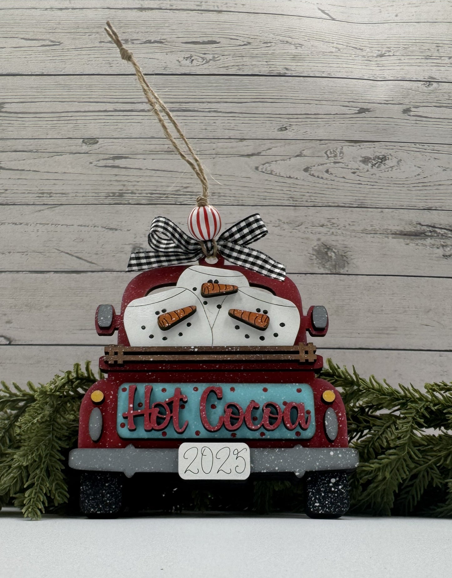 ☕ Hot Cocoa Ornament – Handmade Wood Christmas Ornament or Gift Card Holder