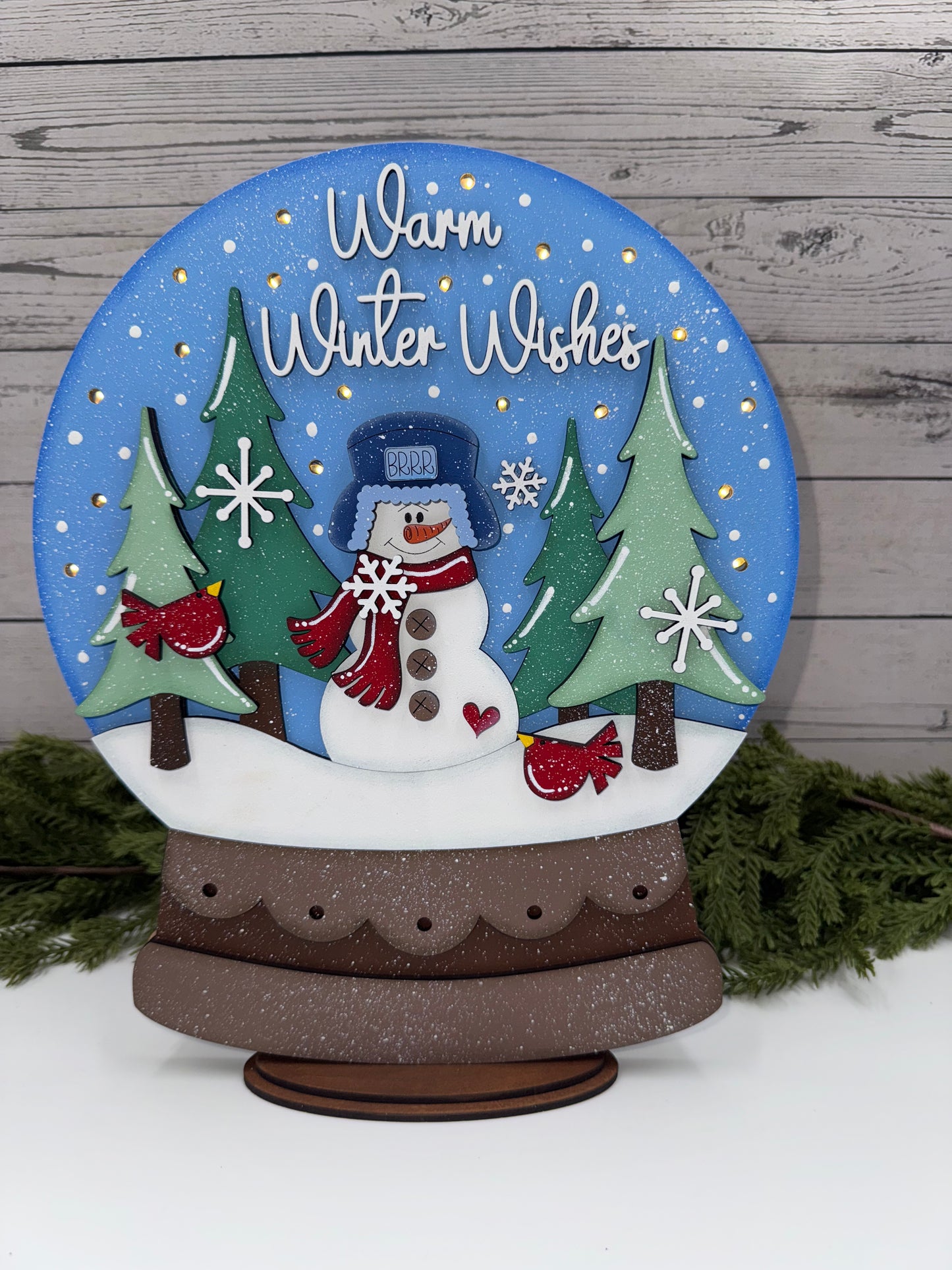 ❄️ Product Listing: Warm Winter Wishes Lighted Snow Globe Shelf Sitter