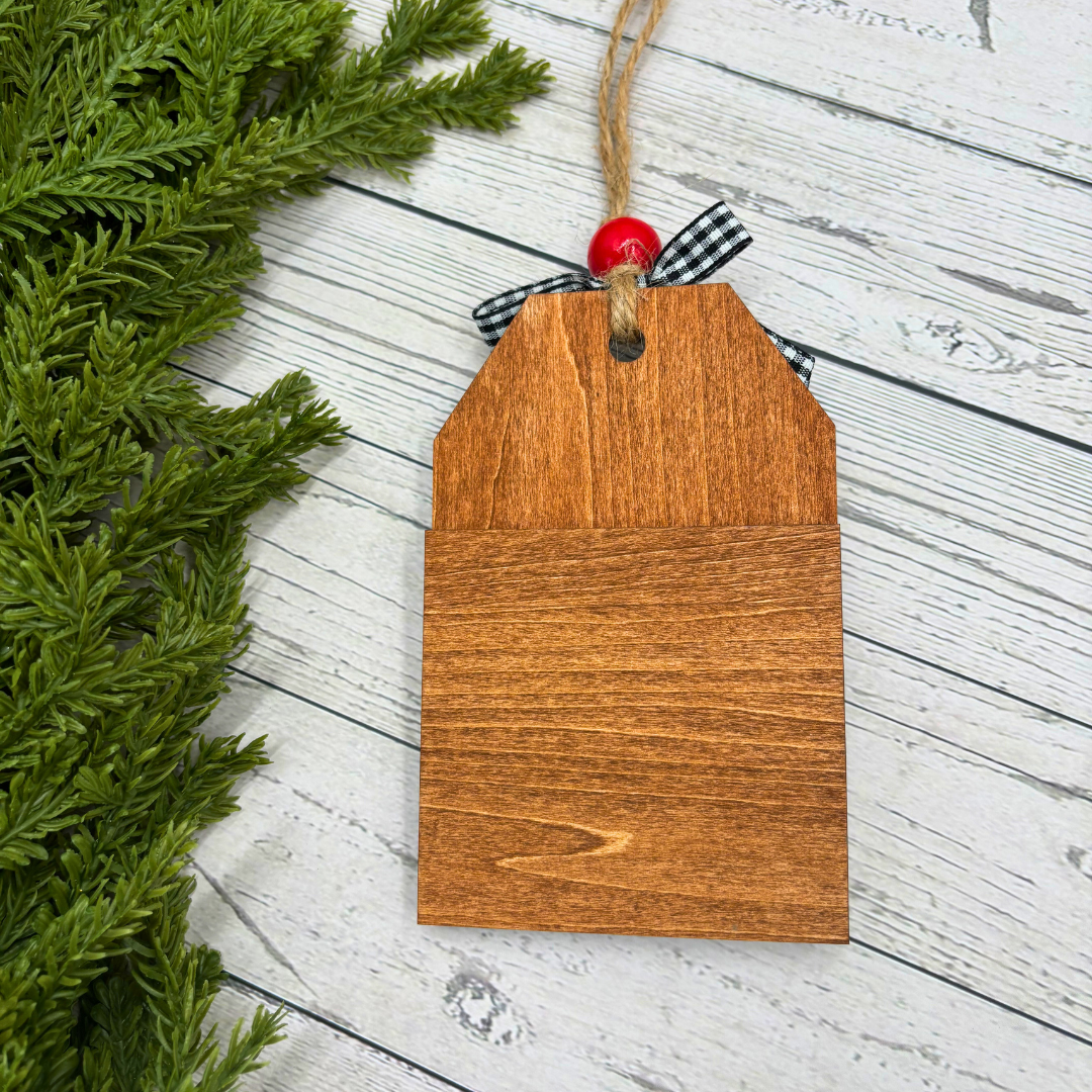 ☃️ Snowman “Winter” Ornament – Optional Gift Card Holder – Handmade Christmas Decor