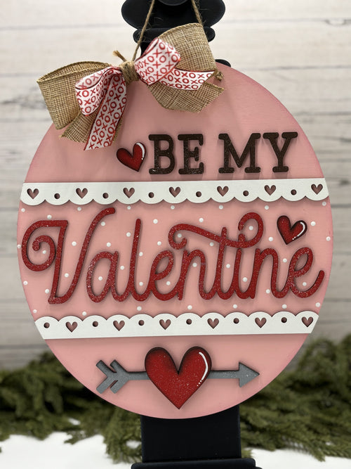 "Be My Valentine" Oval Door Hanger, Valentines Decor