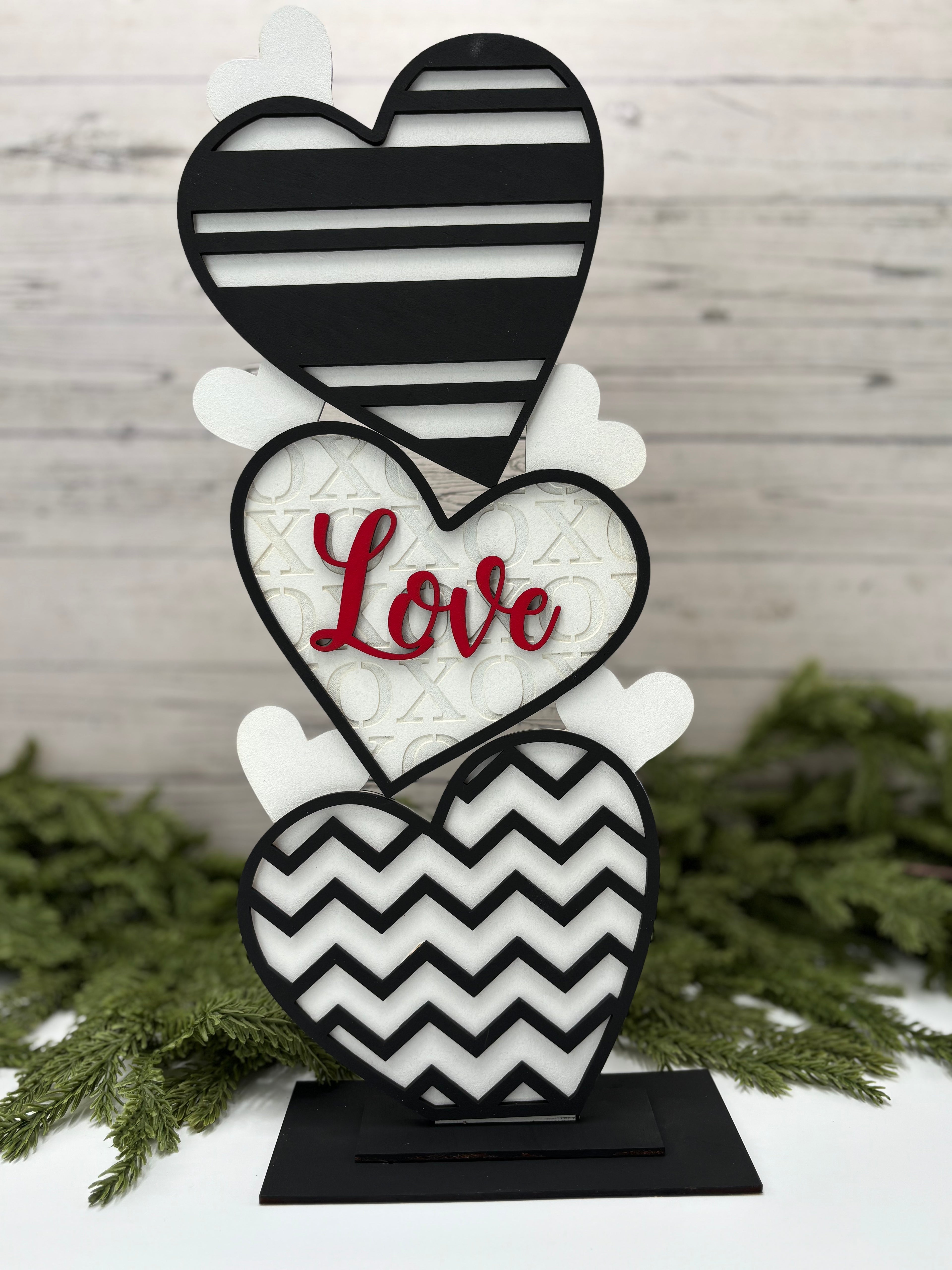 Floral Stacking Hearts, Valentines Shelf Sitter, Floral Valentine, Heart Designs, Galantine's Décor