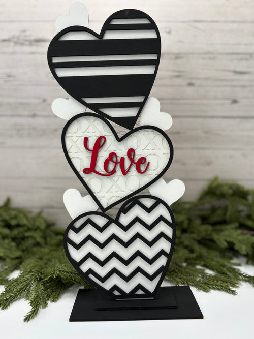 Floral Stacking Hearts, Valentines Shelf Sitter, Floral Valentine, Heart Designs, Galantine's Décor