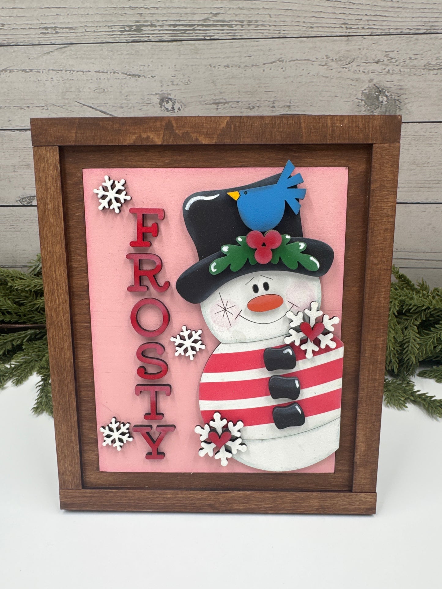 Frosty Snowman Interchangeable Insert – 5” x 6.5” Handcrafted Wooden Winter Sign