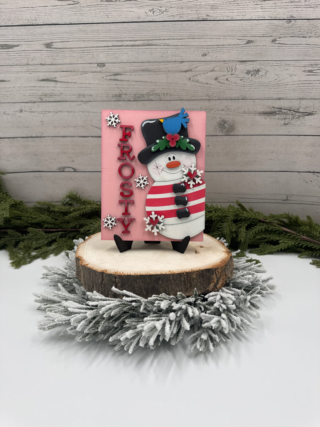 Frosty Snowman Interchangeable Insert – 5” x 6.5” Handcrafted Wooden Winter Sign