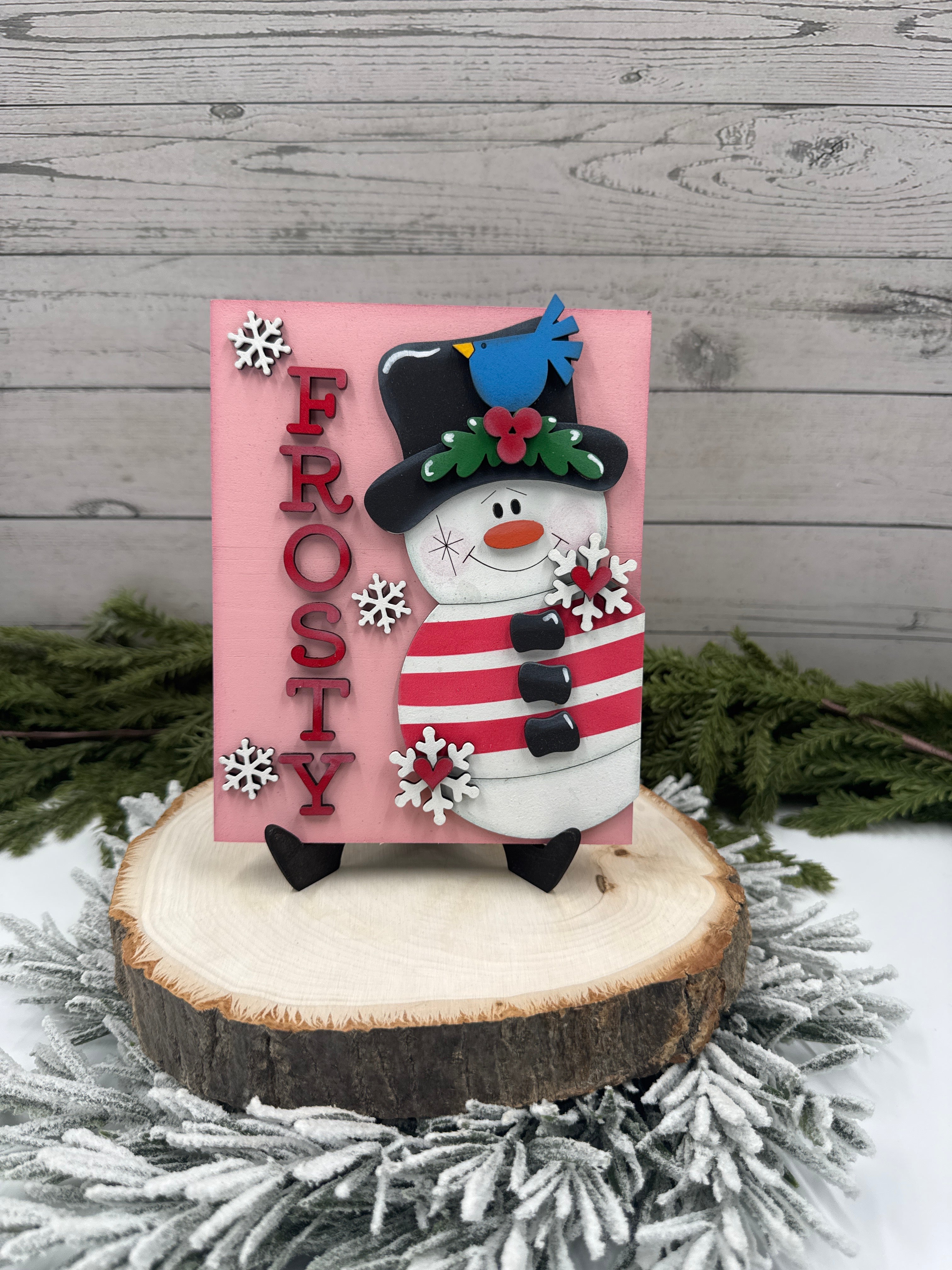 Frosty Snowman Interchangeable Insert – 5” x 6.5” Handcrafted Wooden Winter Sign