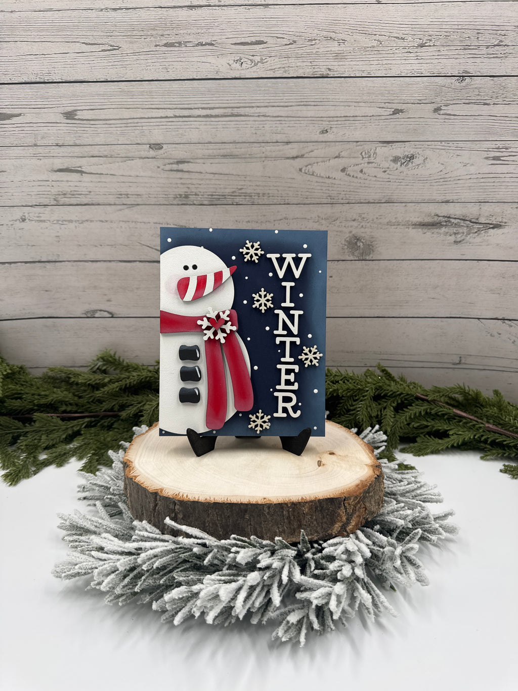Winter Snowman Interchangeable Insert – 5” x 6.5” Handcrafted Wooden Sign for Seasonal Holders
