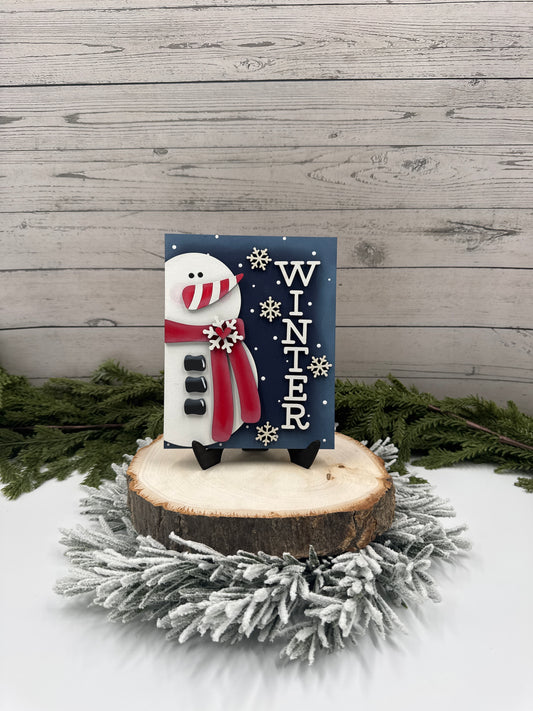 Winter Snowman Interchangeable Insert – 5” x 6.5” Handcrafted Wooden Sign for Seasonal Holders