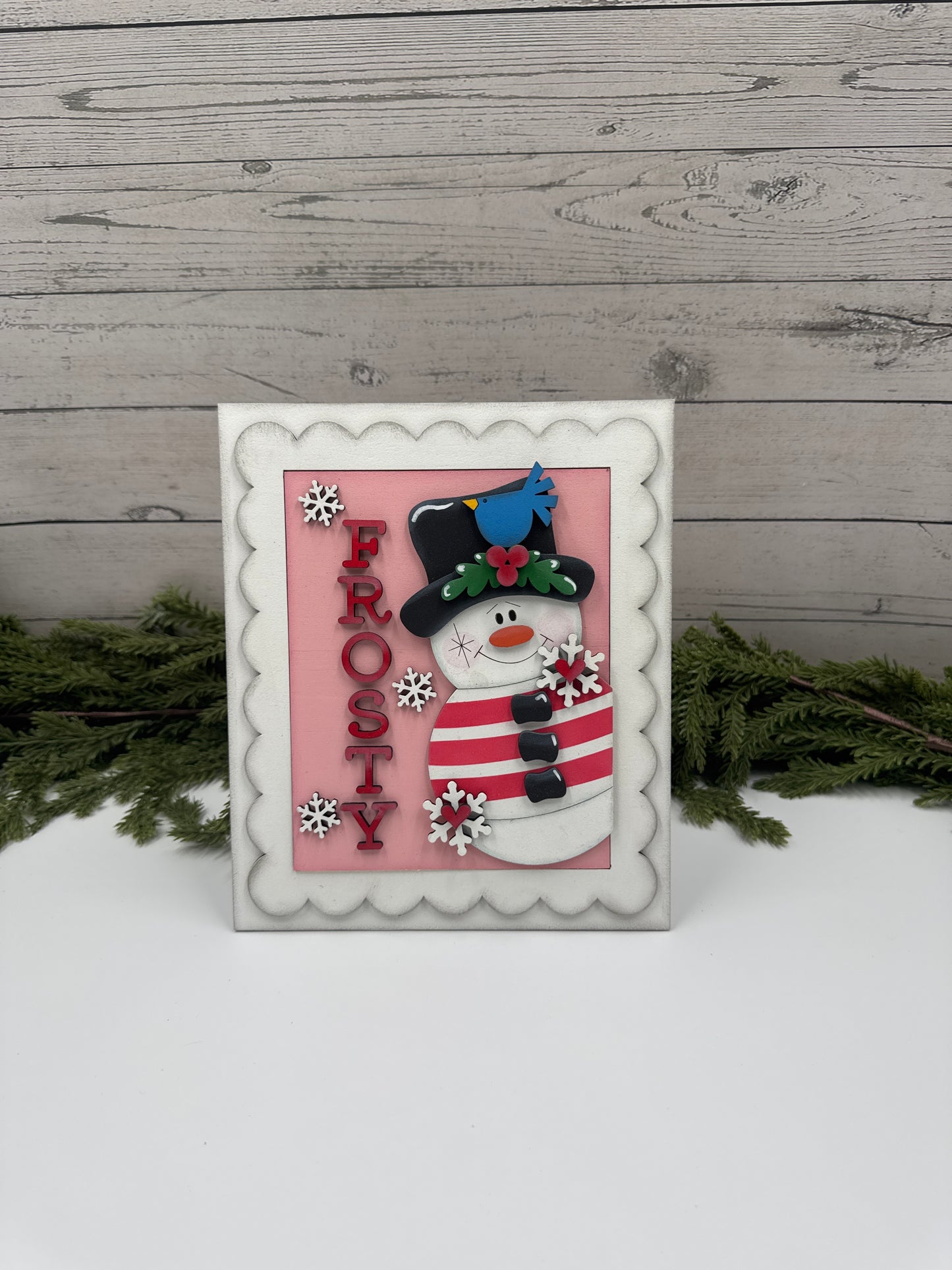 Frosty Snowman Interchangeable Insert – 5” x 6.5” Handcrafted Wooden Winter Sign