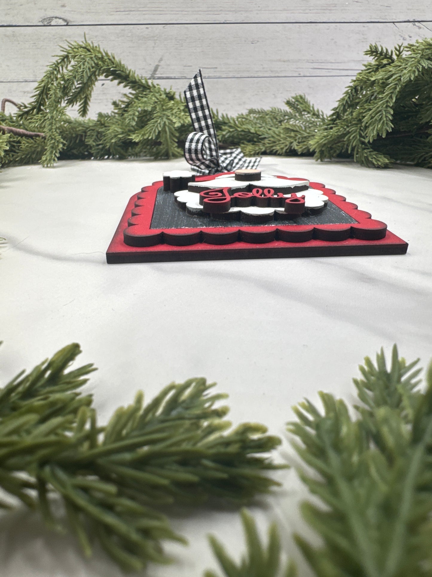 Jolly Santa Ornament – Handmade Wood Christmas Ornament, Farmhouse Holiday Décor, Festive Tree Decoration