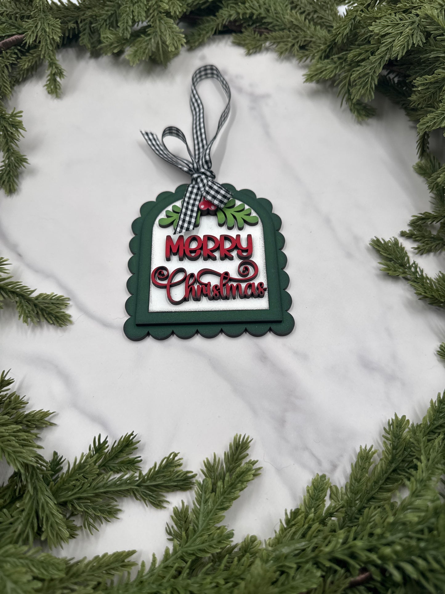 Merry Christmas Ornament – Handmade Wood Ornament, Holiday Tree Décor, Farmhouse Christmas Decoration