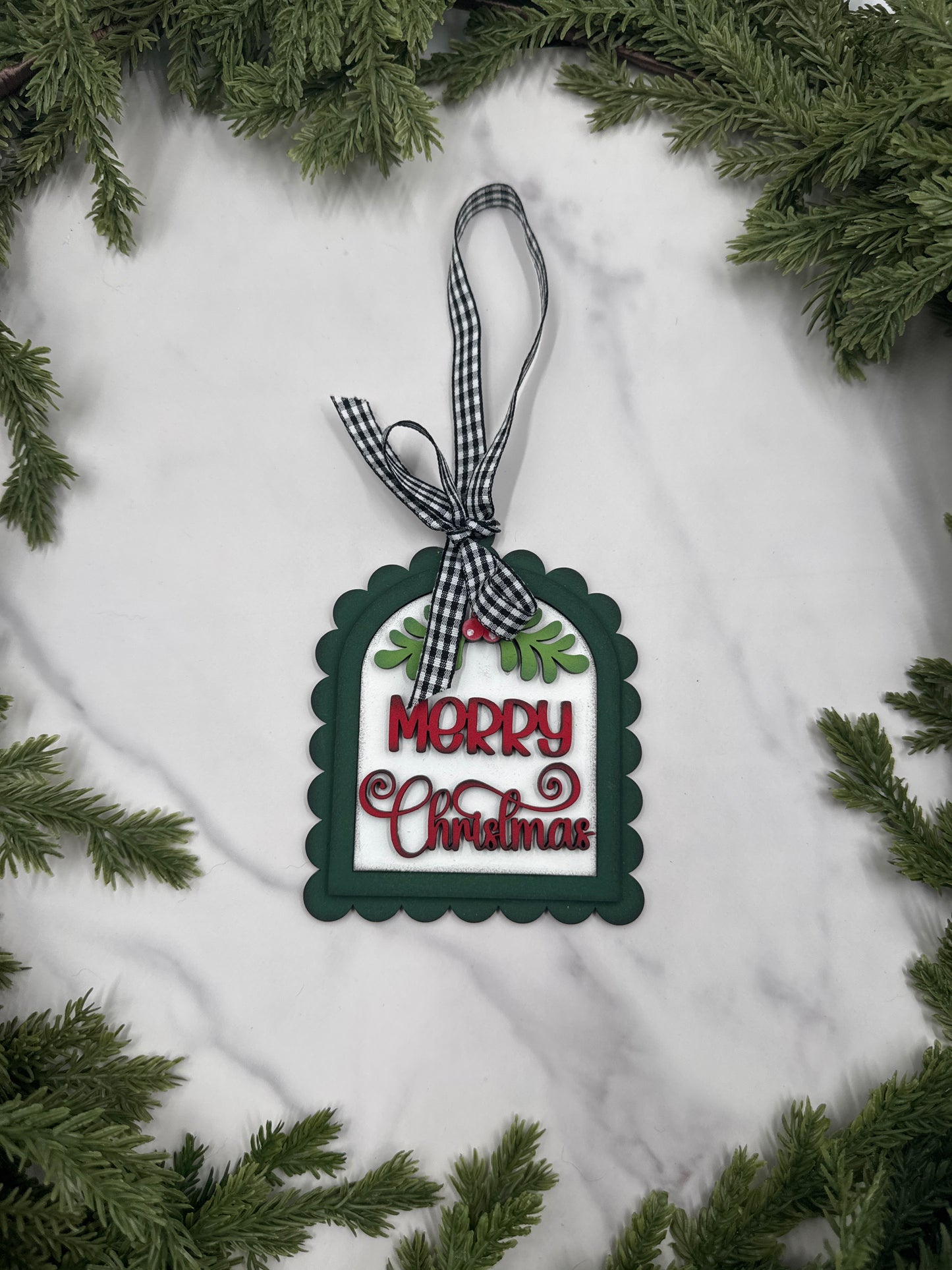 Merry Christmas Ornament – Handmade Wood Ornament, Holiday Tree Décor, Farmhouse Christmas Decoration