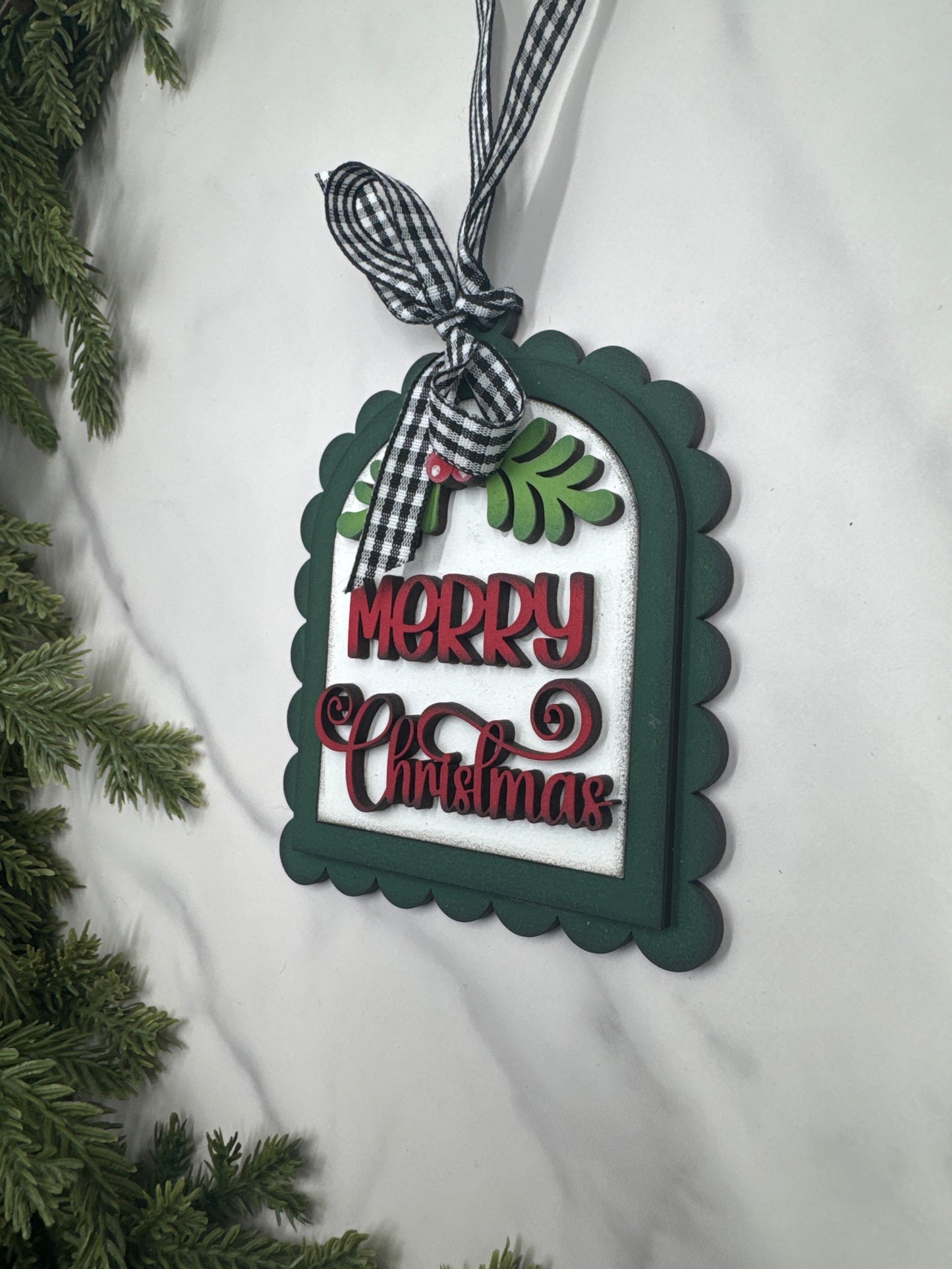 Merry Christmas Ornament – Handmade Wood Ornament, Holiday Tree Décor, Farmhouse Christmas Decoration