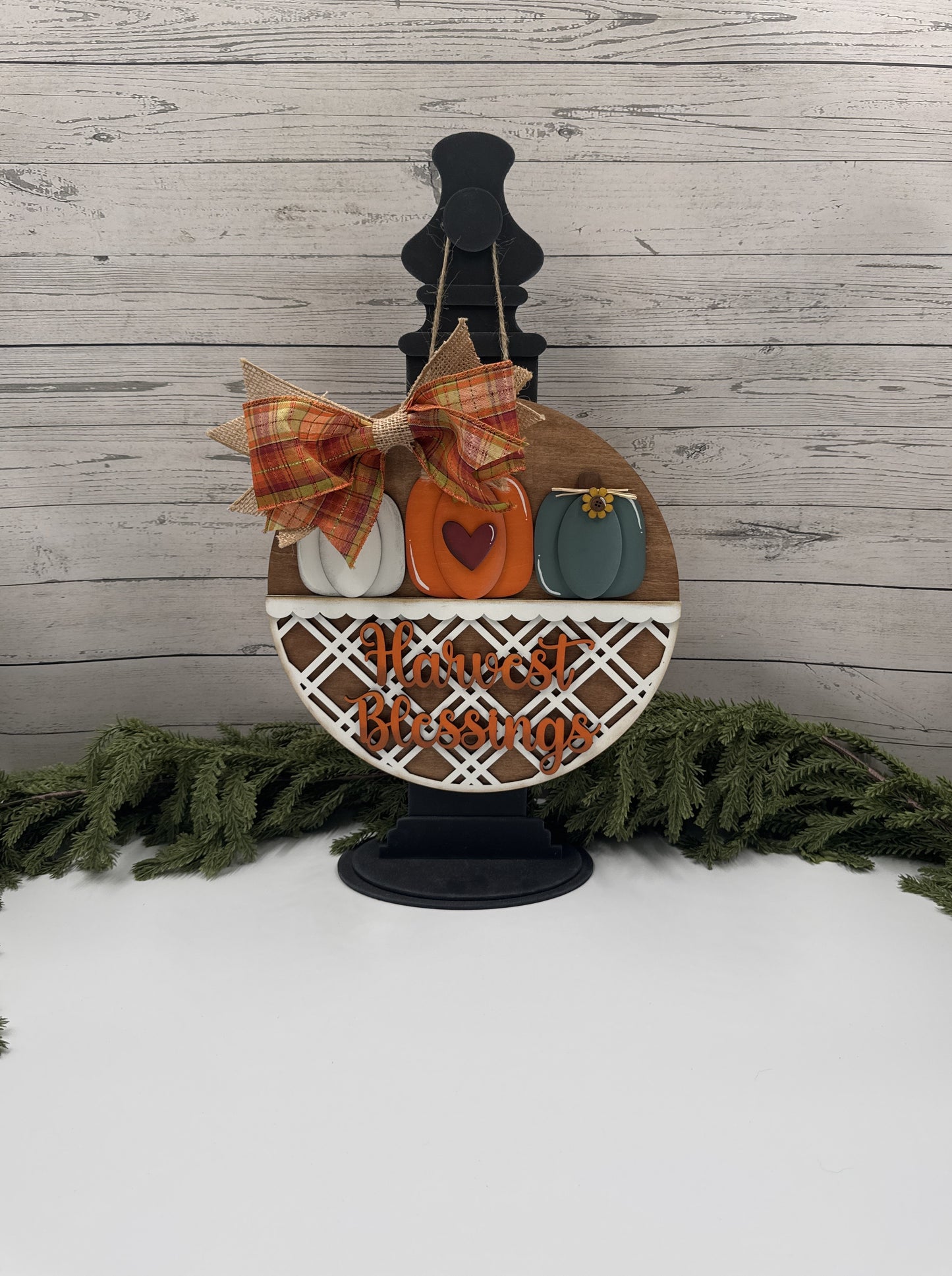 Display Stand for 10.5” Hanging Signs – Handcrafted Wooden Base for Seasonal Round Sign Collection