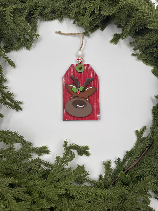 Reindeer Ornament with Gift Card Holder – Handmade Wood Christmas Ornament, Holiday Gift Card Holder, Rustic Décor