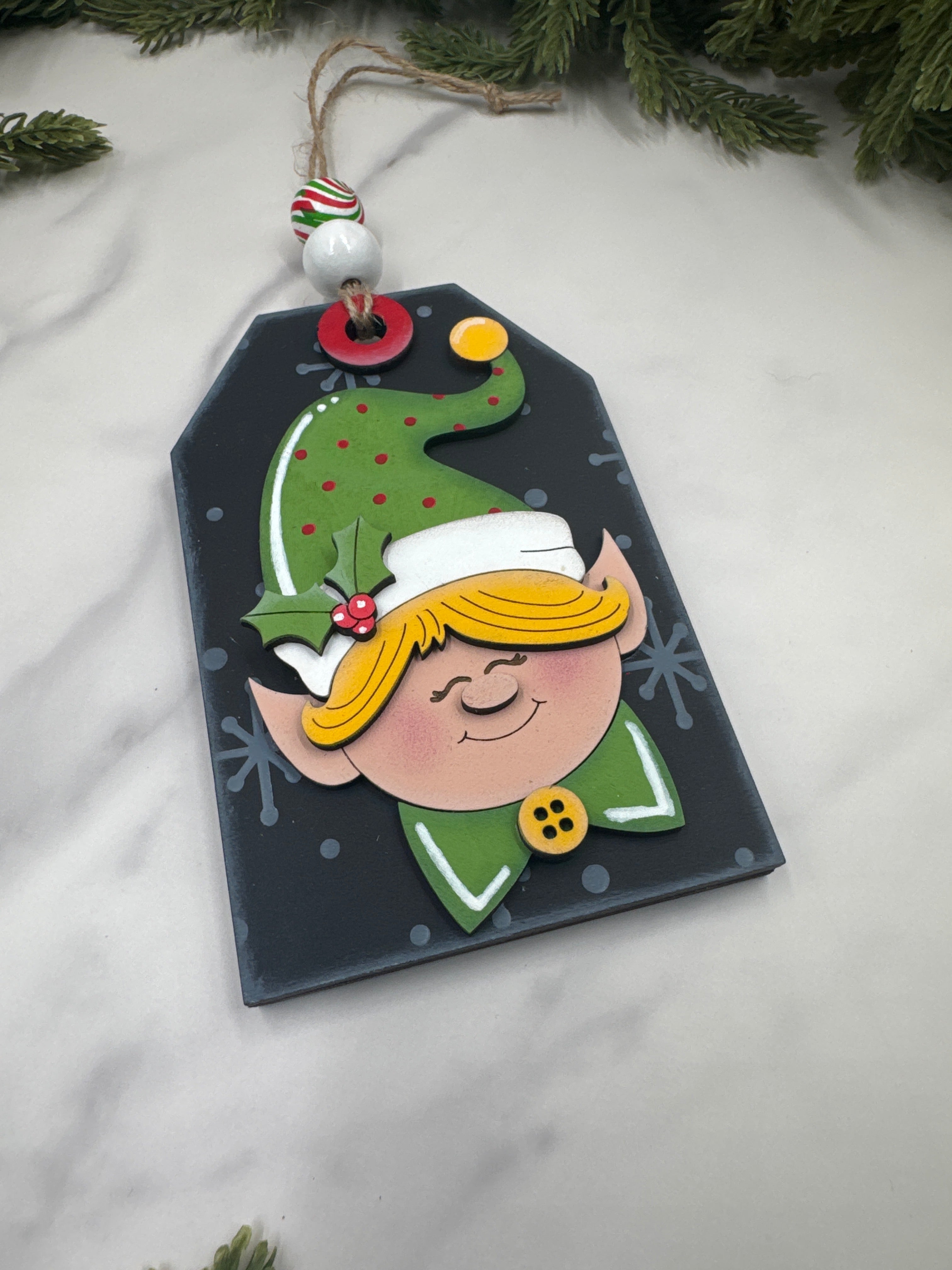 Elf Ornament with Gift Card Holder – Handmade Wood Christmas Ornament, Holiday Gift Card Holder, Cute Christmas Décor