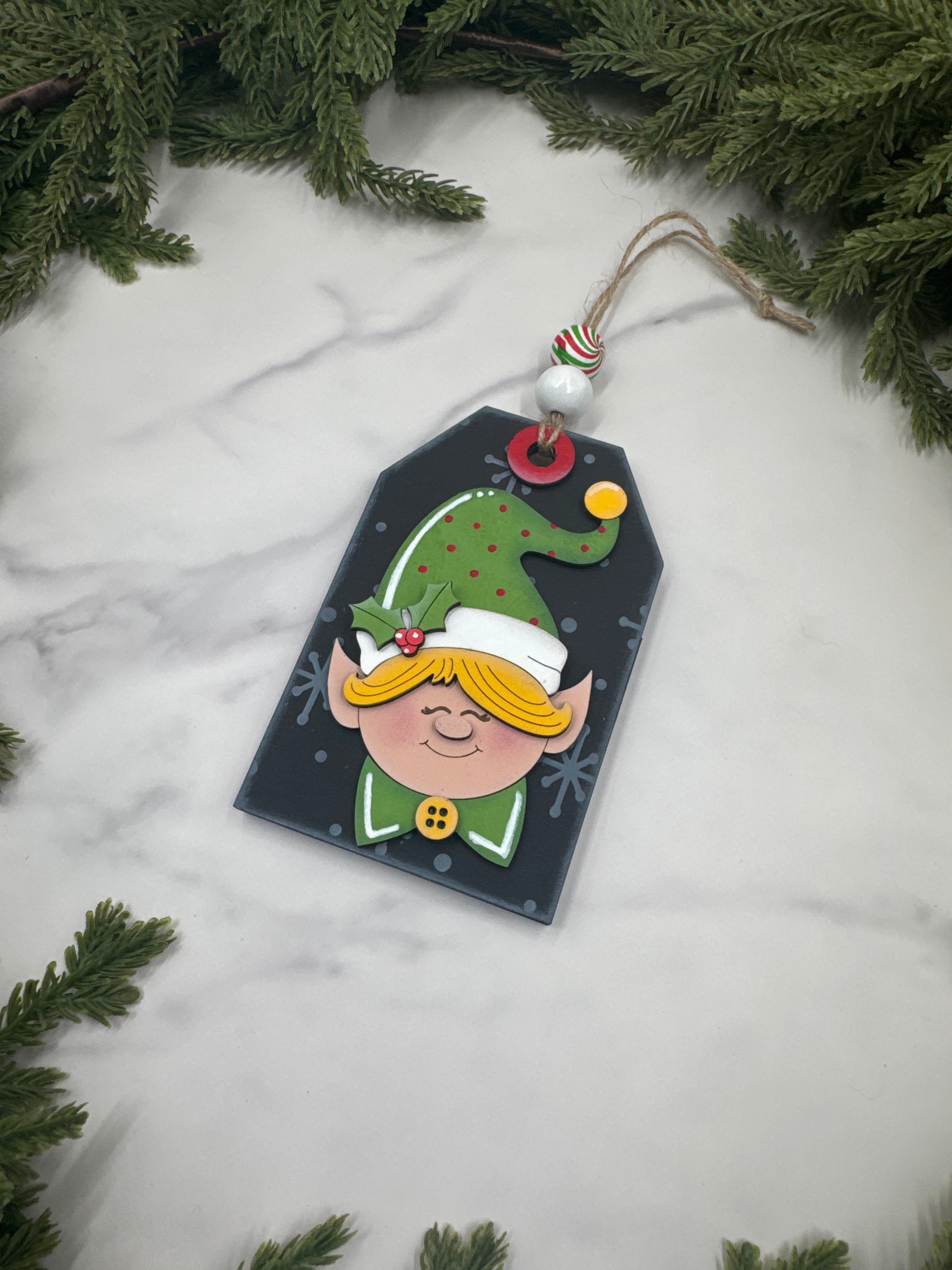 Elf Ornament with Gift Card Holder – Handmade Wood Christmas Ornament, Holiday Gift Card Holder, Cute Christmas Décor