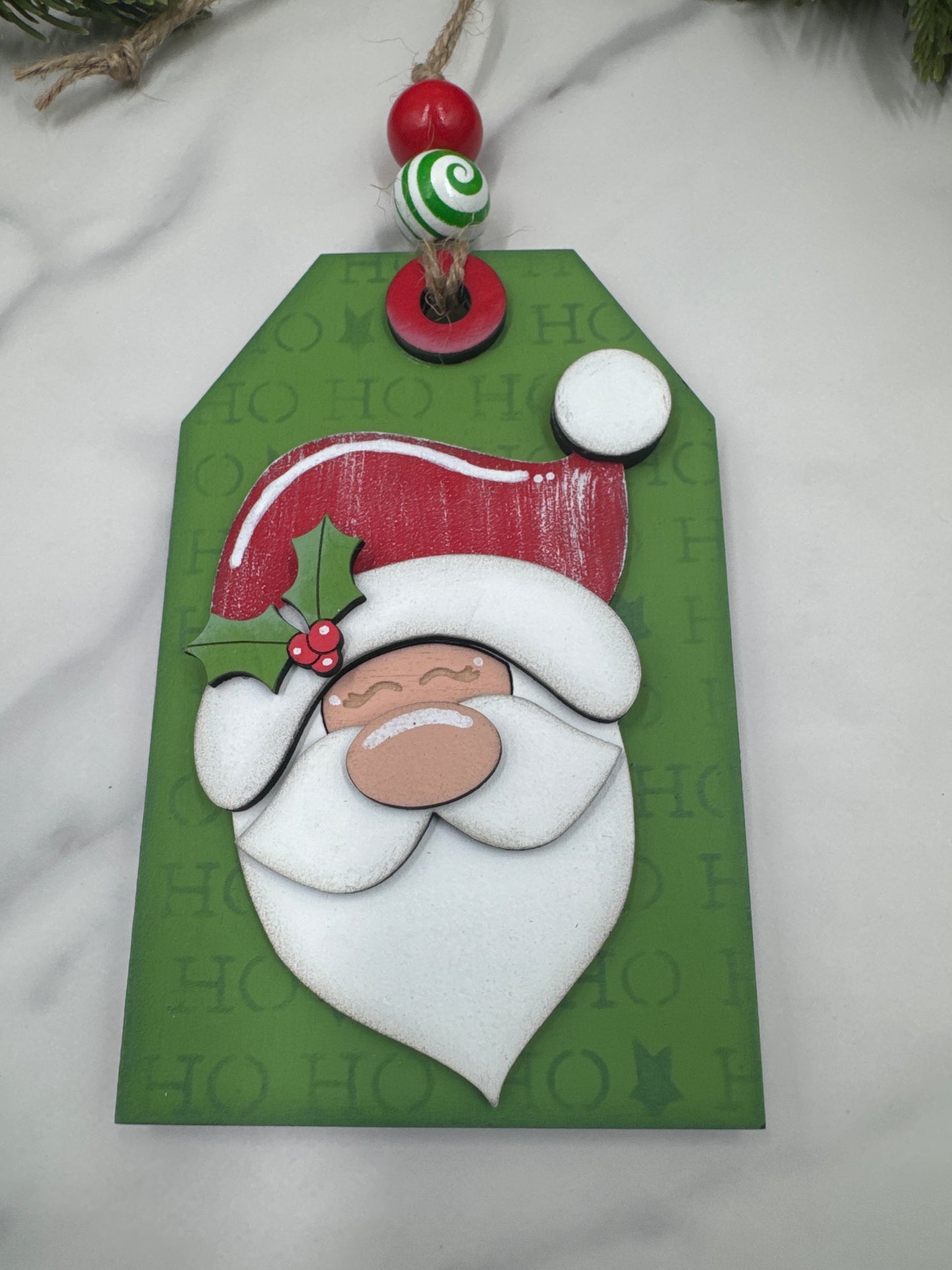 Santa Ornament with Gift Card Holder – Handmade Wood Christmas Ornament, Holiday Gift Card Holder, Festive Santa Décor