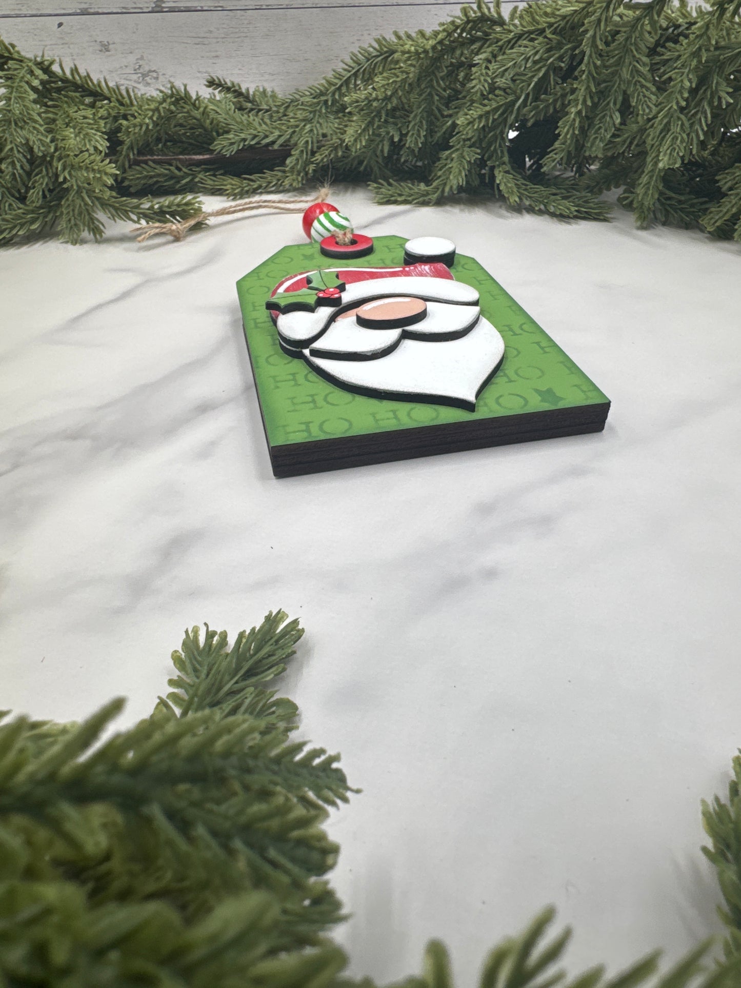 Santa Ornament with Gift Card Holder – Handmade Wood Christmas Ornament, Holiday Gift Card Holder, Festive Santa Décor