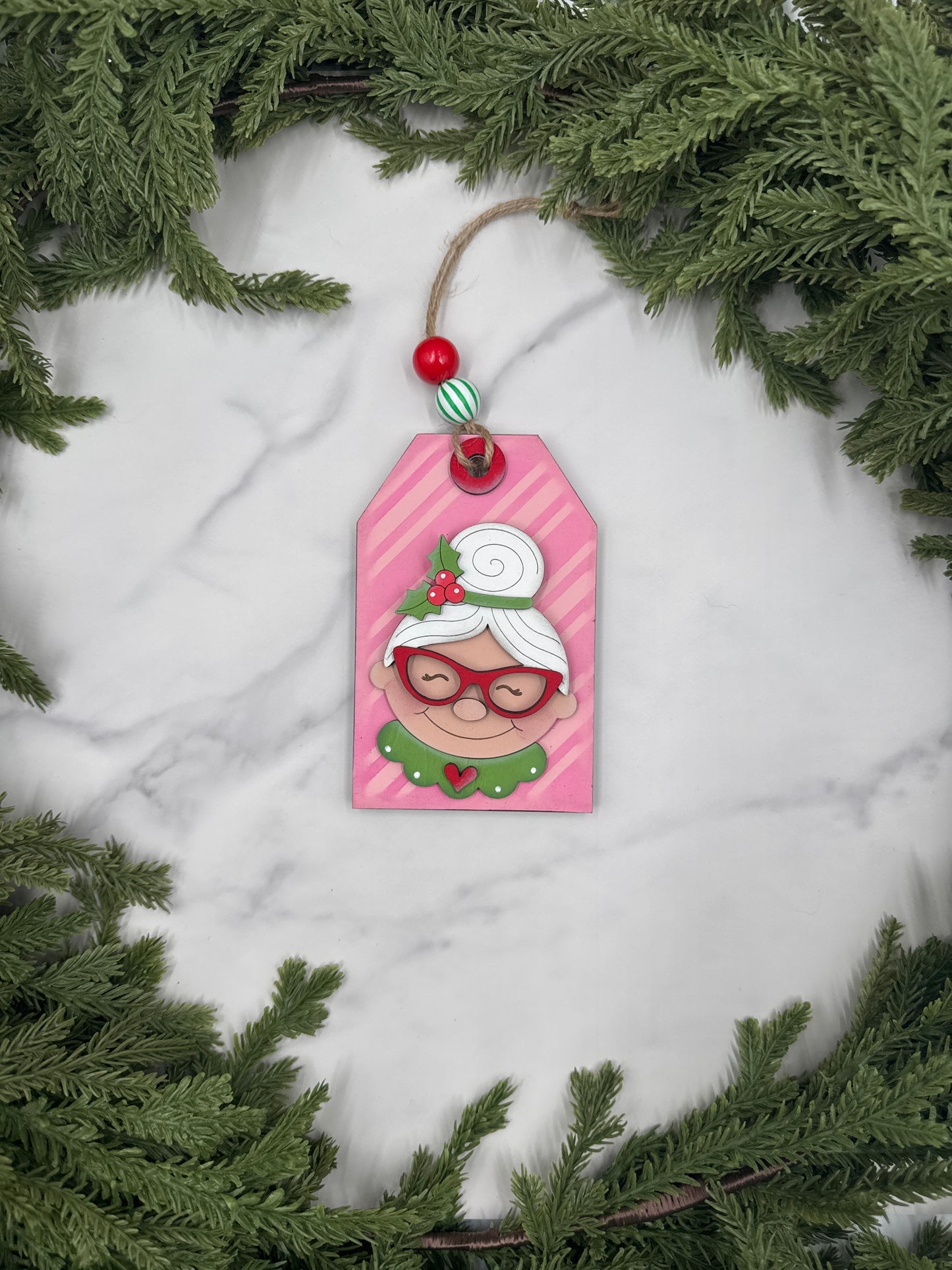 Mrs. Claus Ornament with Gift Card Holder – Handmade Wood Christmas Ornament, Holiday Gift Card Holder, Cute Christmas Décor