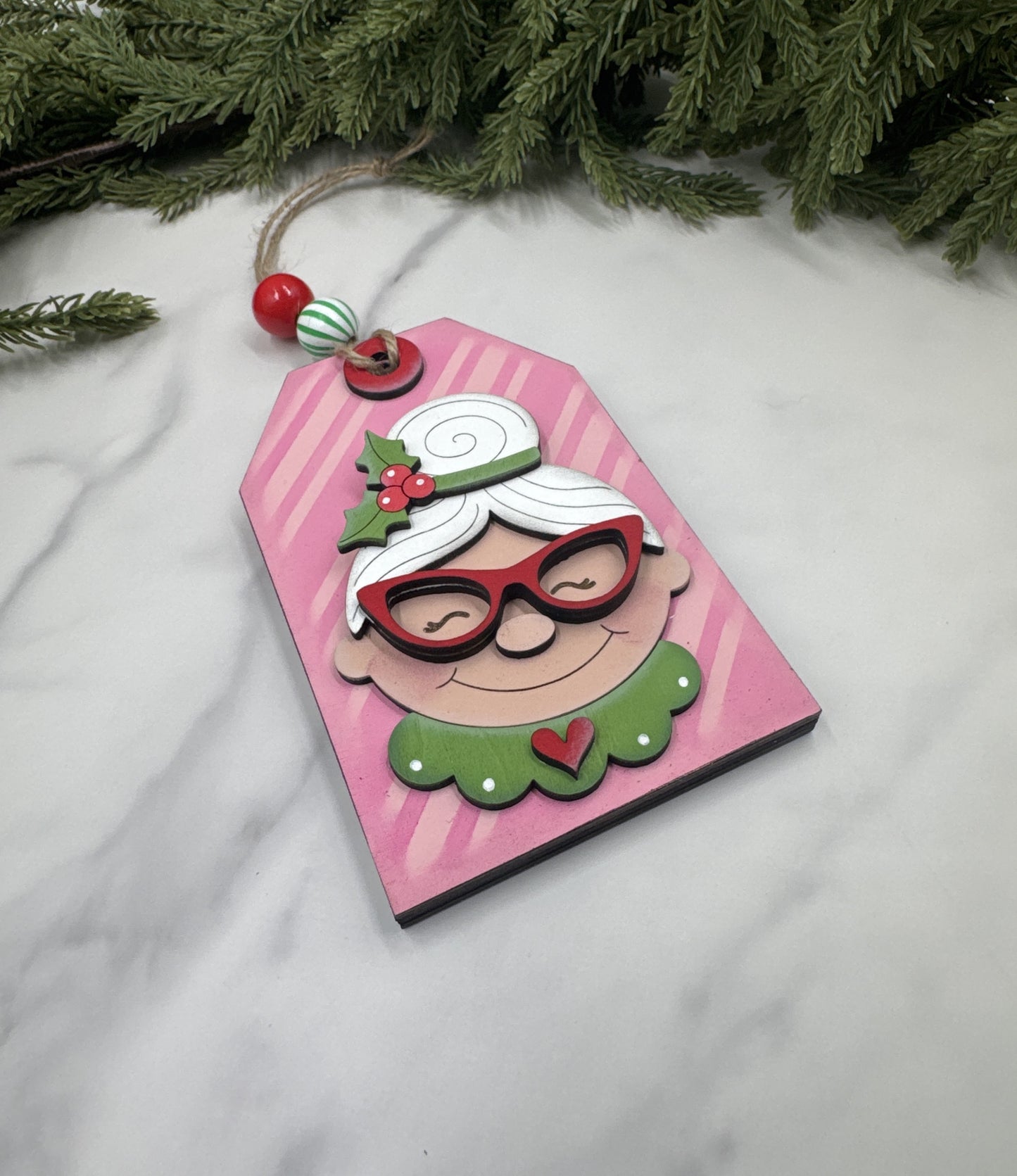 Mrs. Claus Ornament with Gift Card Holder – Handmade Wood Christmas Ornament, Holiday Gift Card Holder, Cute Christmas Décor
