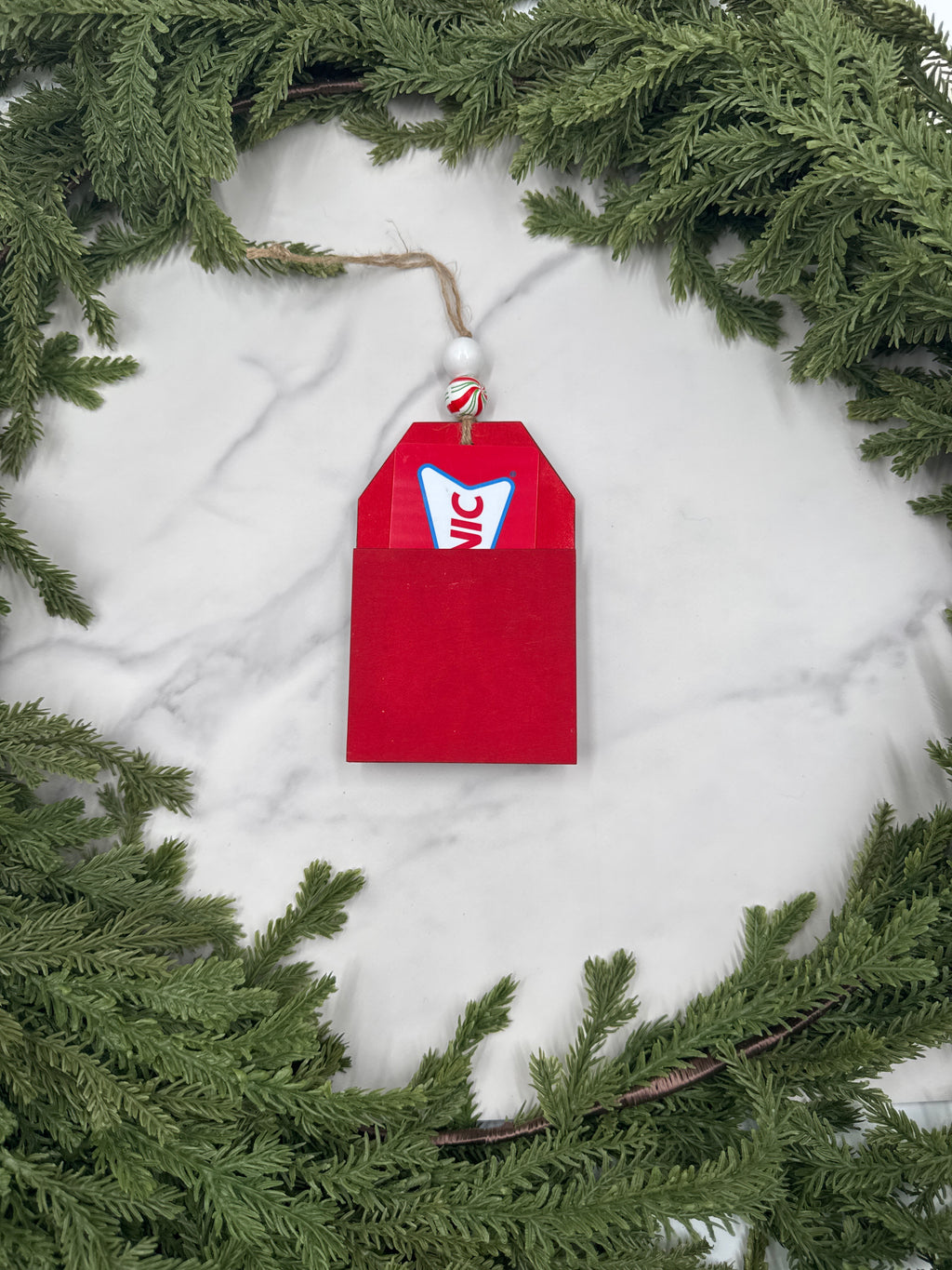 Reindeer Ornament with Gift Card Holder – Handmade Wood Christmas Ornament, Holiday Gift Card Holder, Rustic Décor