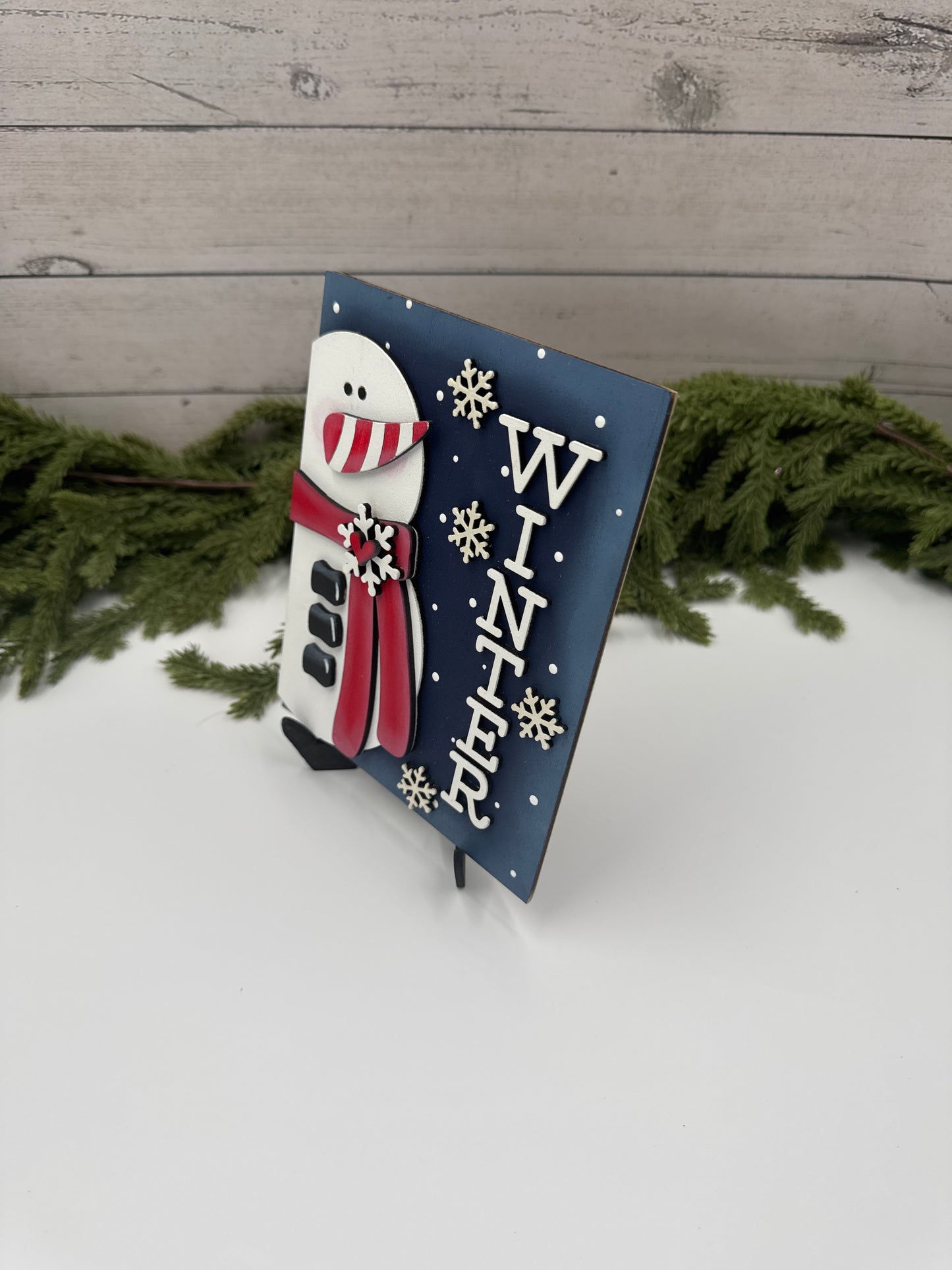 Winter Snowman Interchangeable Insert – 5” x 6.5” Handcrafted Wooden Sign for Seasonal Holders