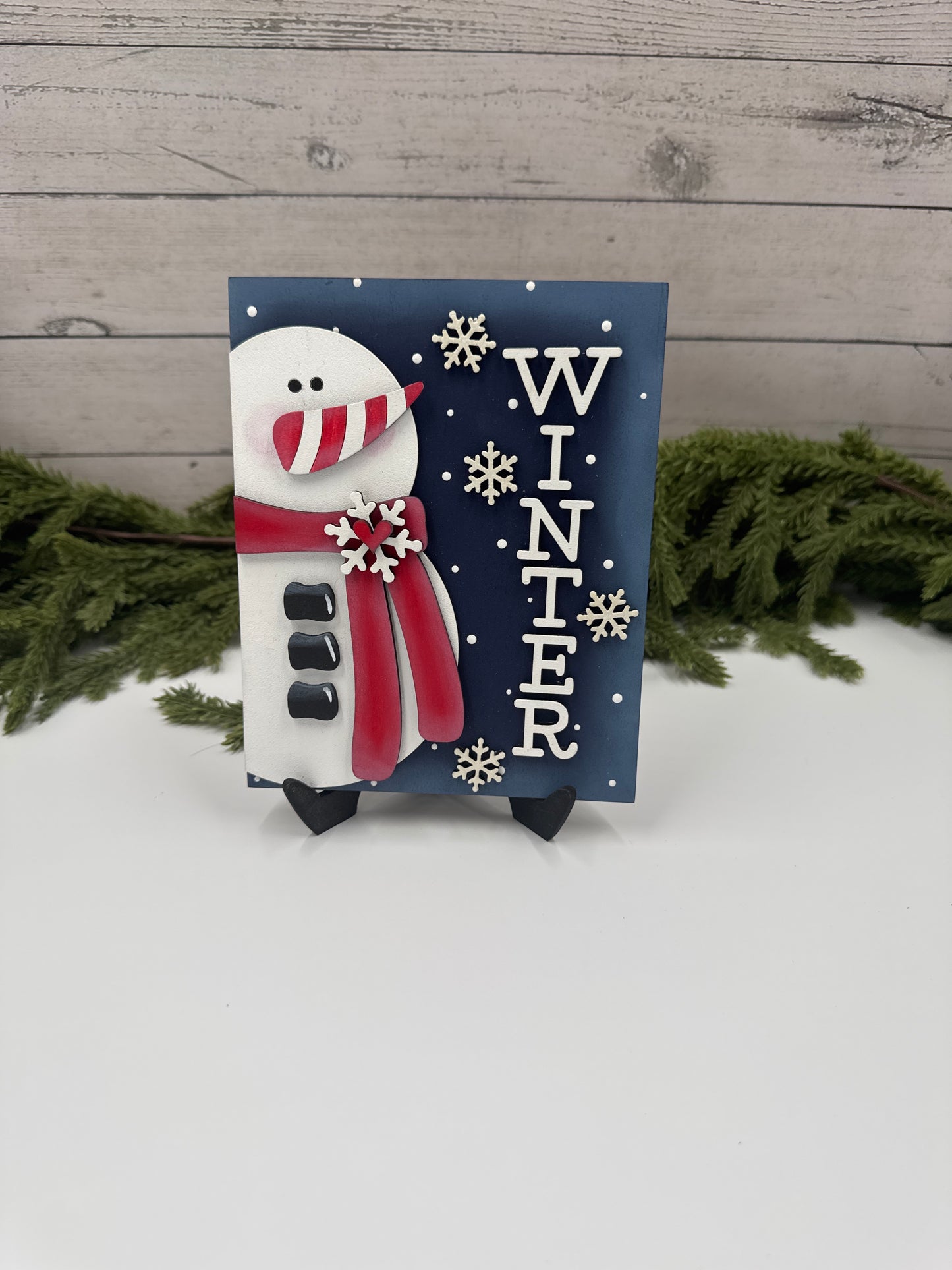 Winter Snowman Interchangeable Insert – 5” x 6.5” Handcrafted Wooden Sign for Seasonal Holders