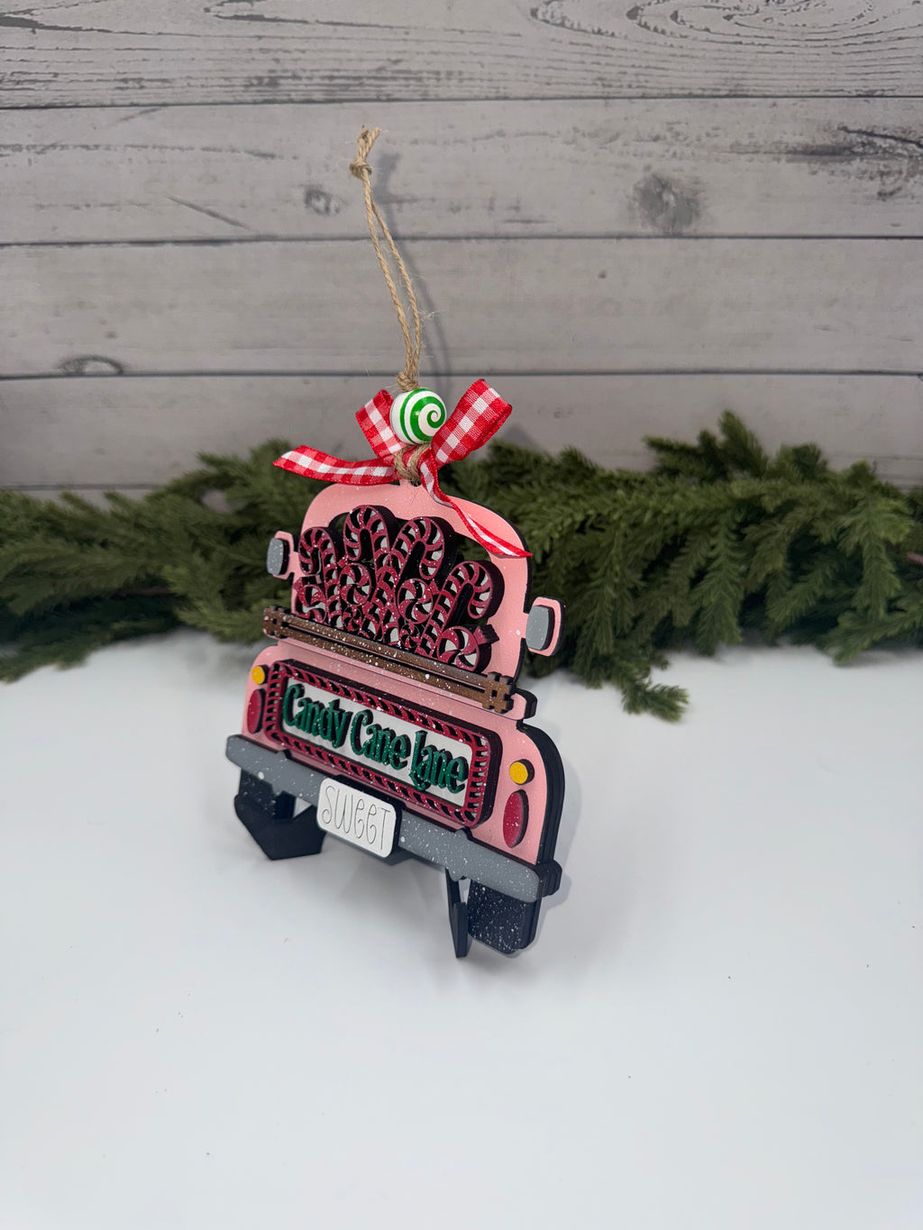 🎄 Candy Cane Santa Ornament – Handmade Wood Christmas Ornament or Gift Card Holder