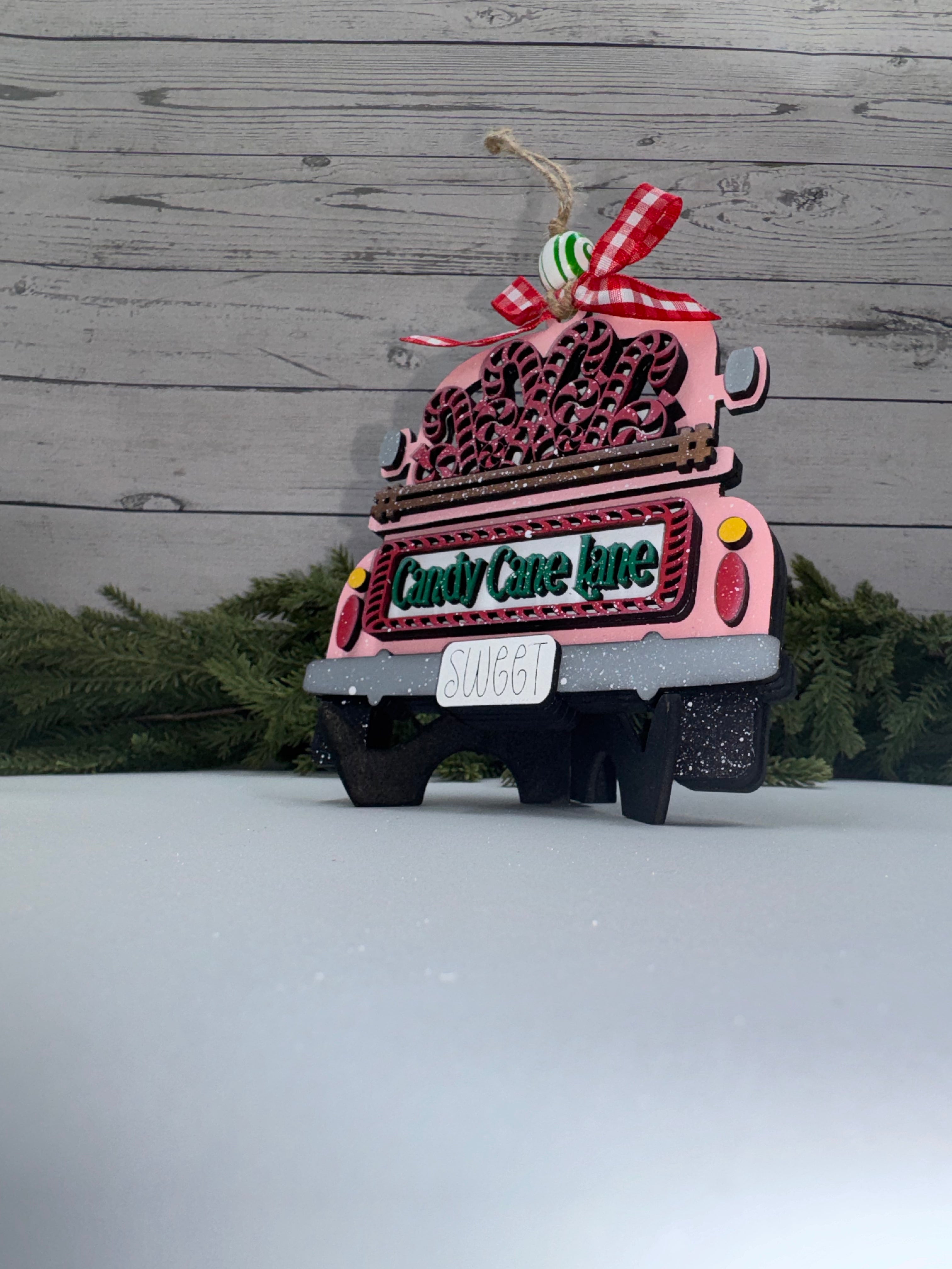 🎄 Candy Cane Santa Ornament – Handmade Wood Christmas Ornament or Gift Card Holder