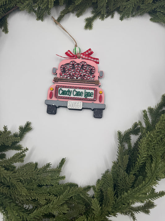 🎄 Candy Cane Santa Ornament – Handmade Wood Christmas Ornament or Gift Card Holder