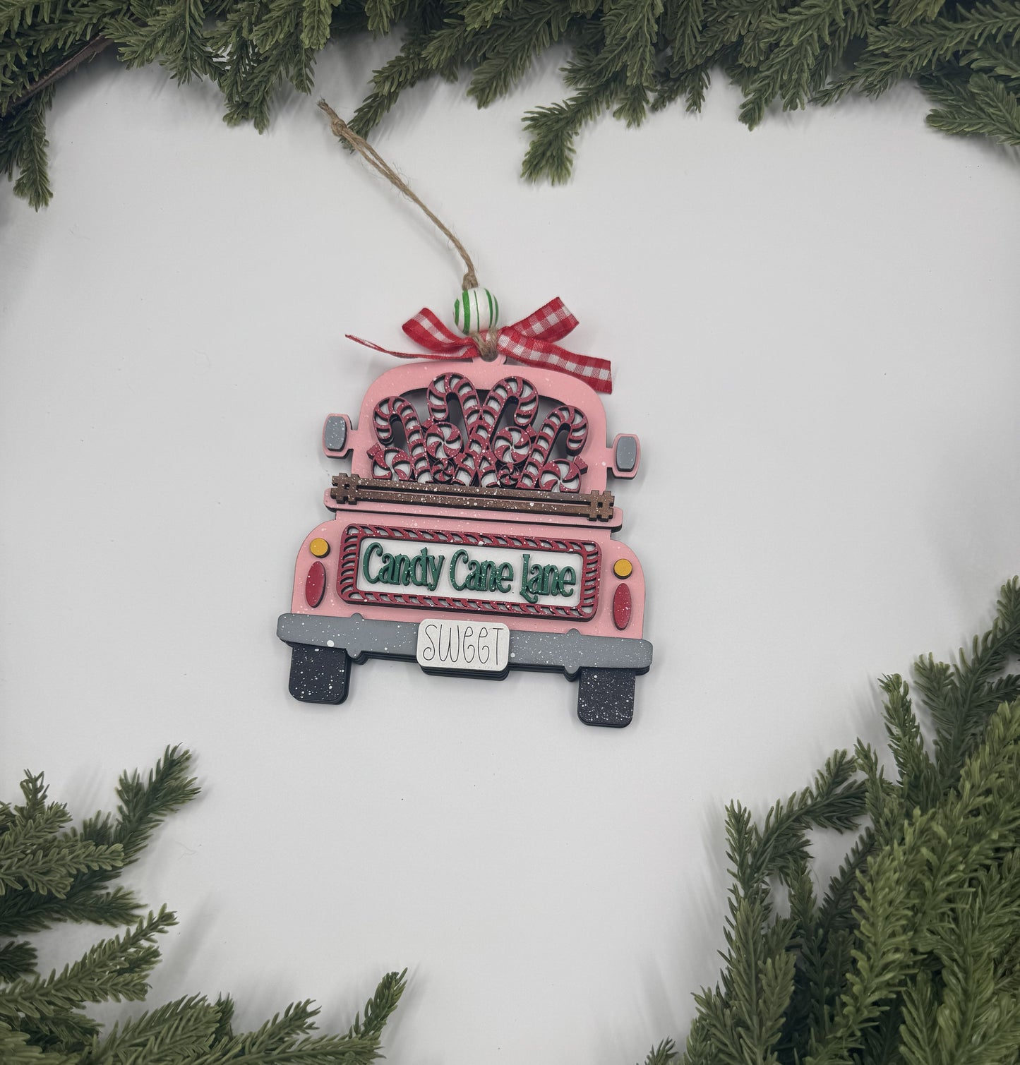 🎄 Candy Cane Santa Ornament – Handmade Wood Christmas Ornament or Gift Card Holder