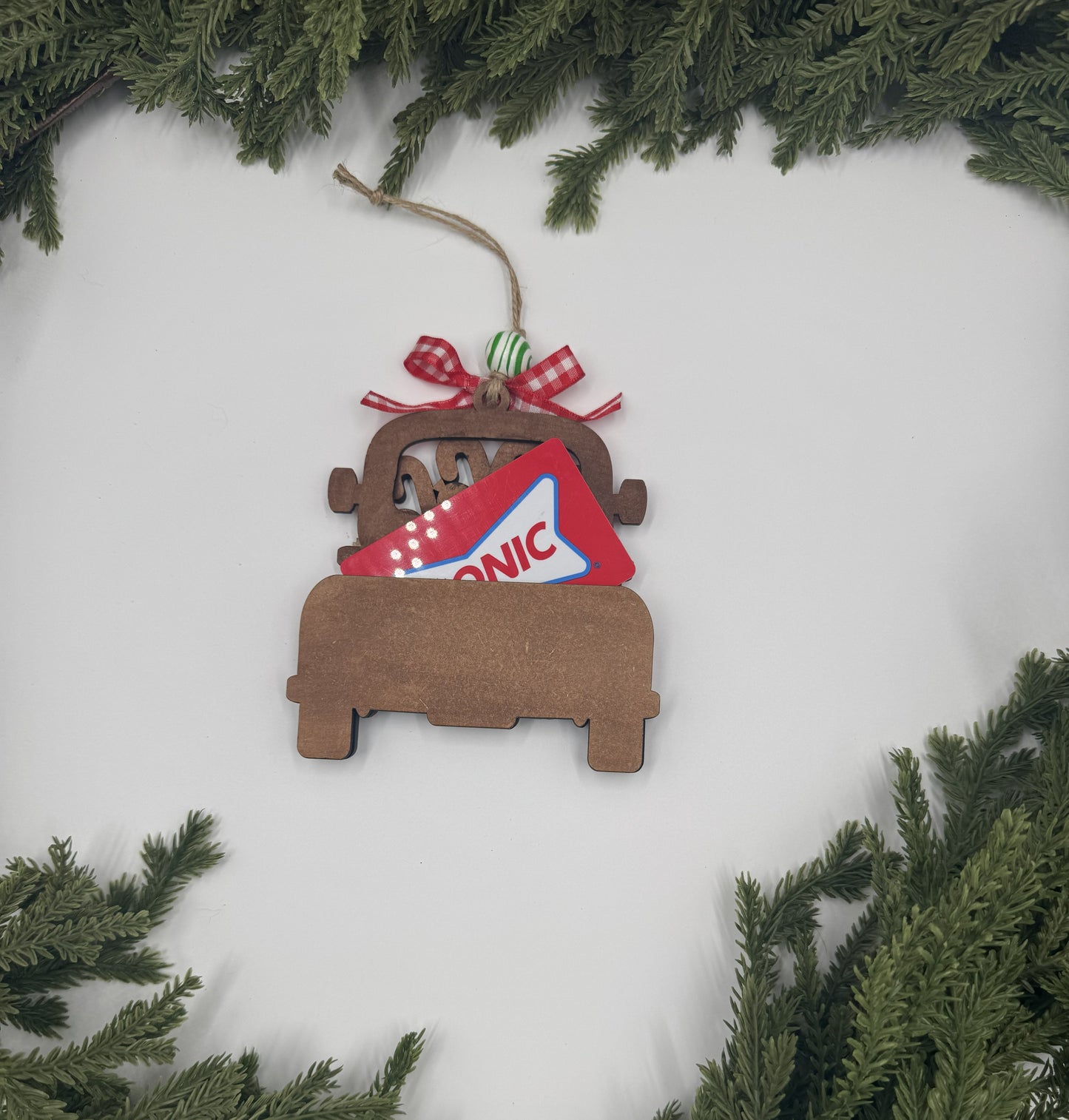 🎄 Candy Cane Santa Ornament – Handmade Wood Christmas Ornament or Gift Card Holder