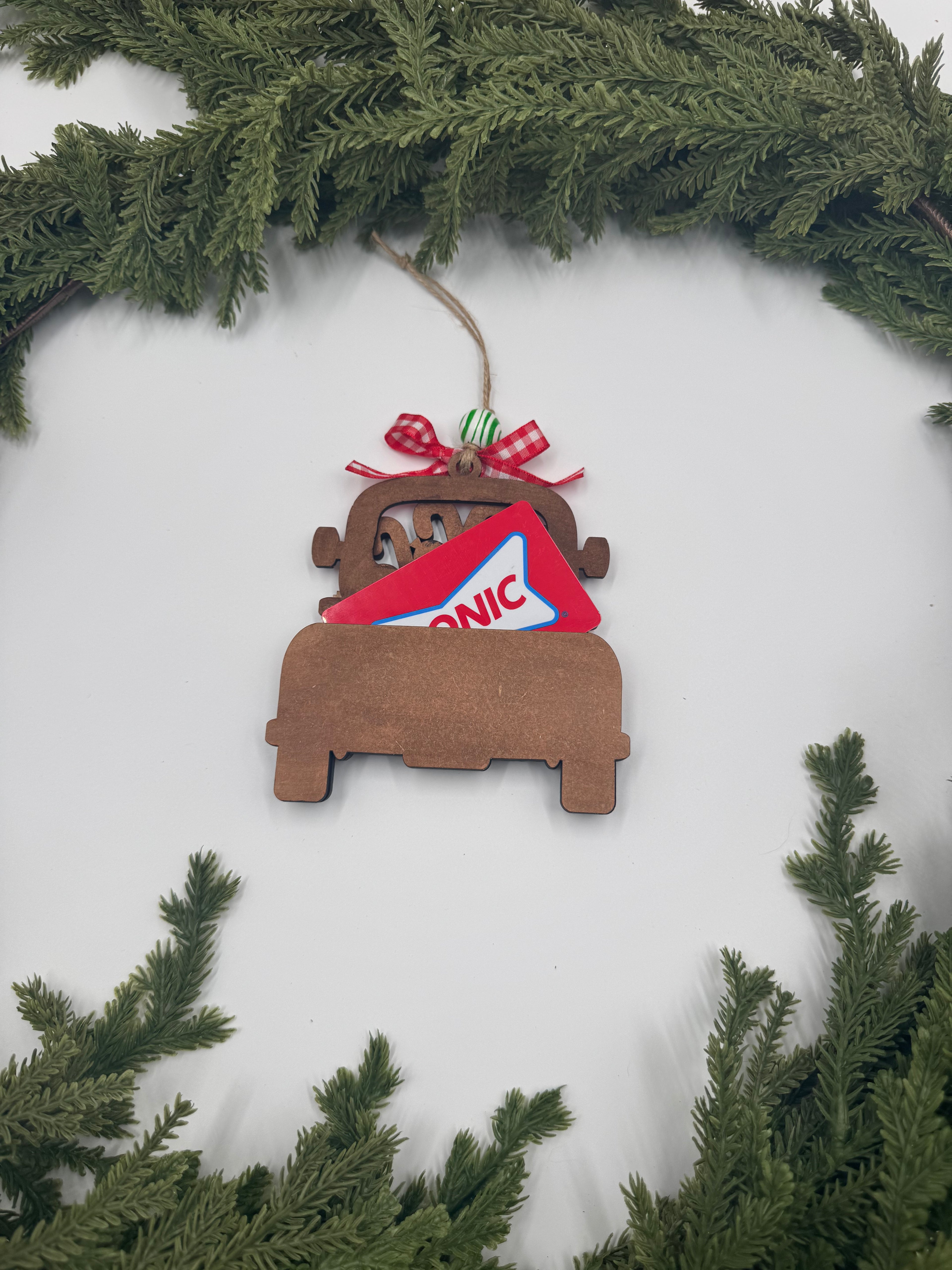 🎄 Candy Cane Santa Ornament – Handmade Wood Christmas Ornament or Gift Card Holder