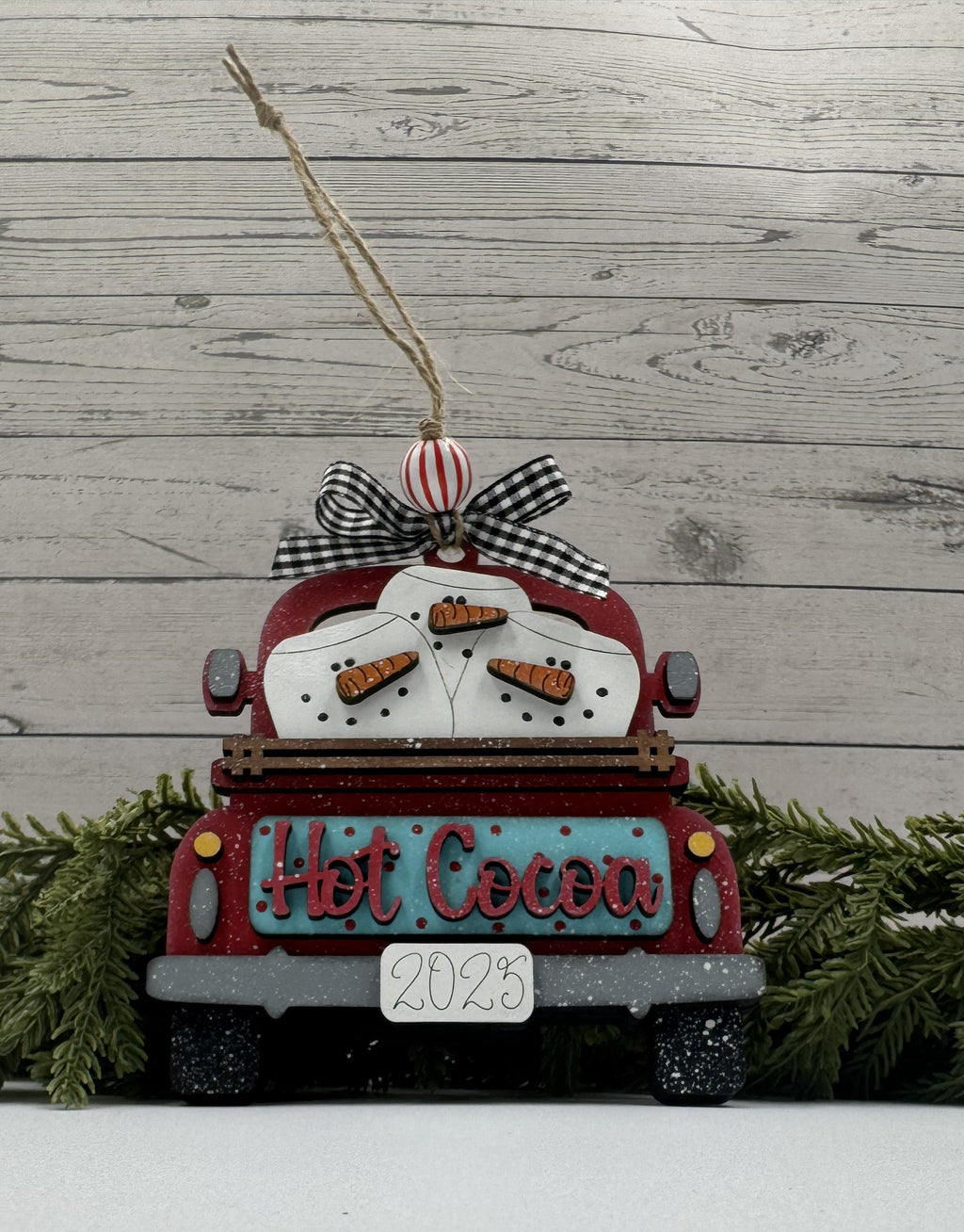 ☕ Hot Cocoa Ornament – Handmade Wood Christmas Ornament or Gift Card Holder