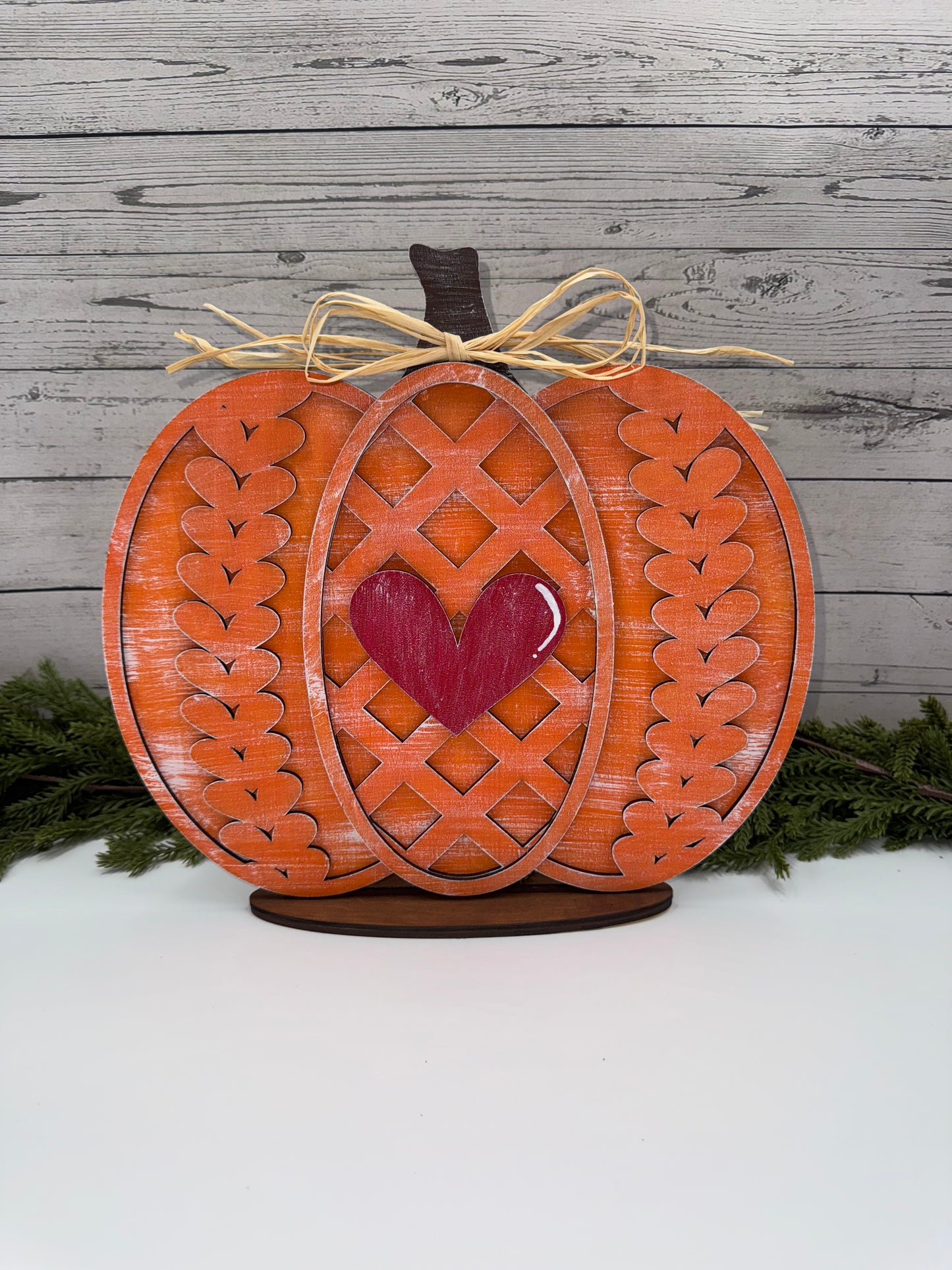 🍁 Harvest Heart Pumpkin Shelf Sitters – Handcrafted Wooden Fall Décor in Three Sizes