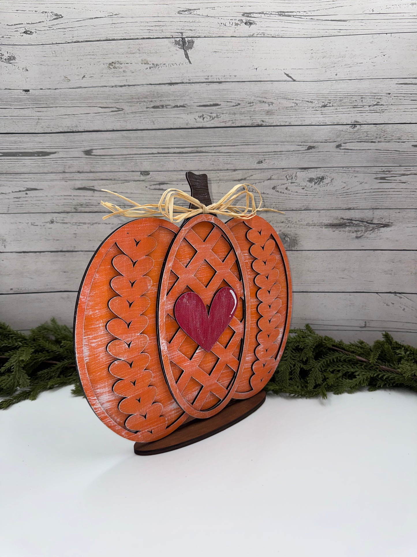 🍁 Harvest Heart Pumpkin Shelf Sitters – Handcrafted Wooden Fall Décor in Three Sizes
